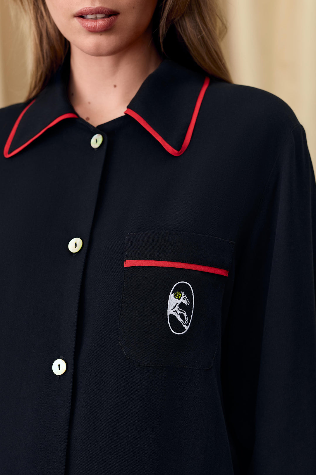 Finnegan Unisex Pajama Shirt in Black