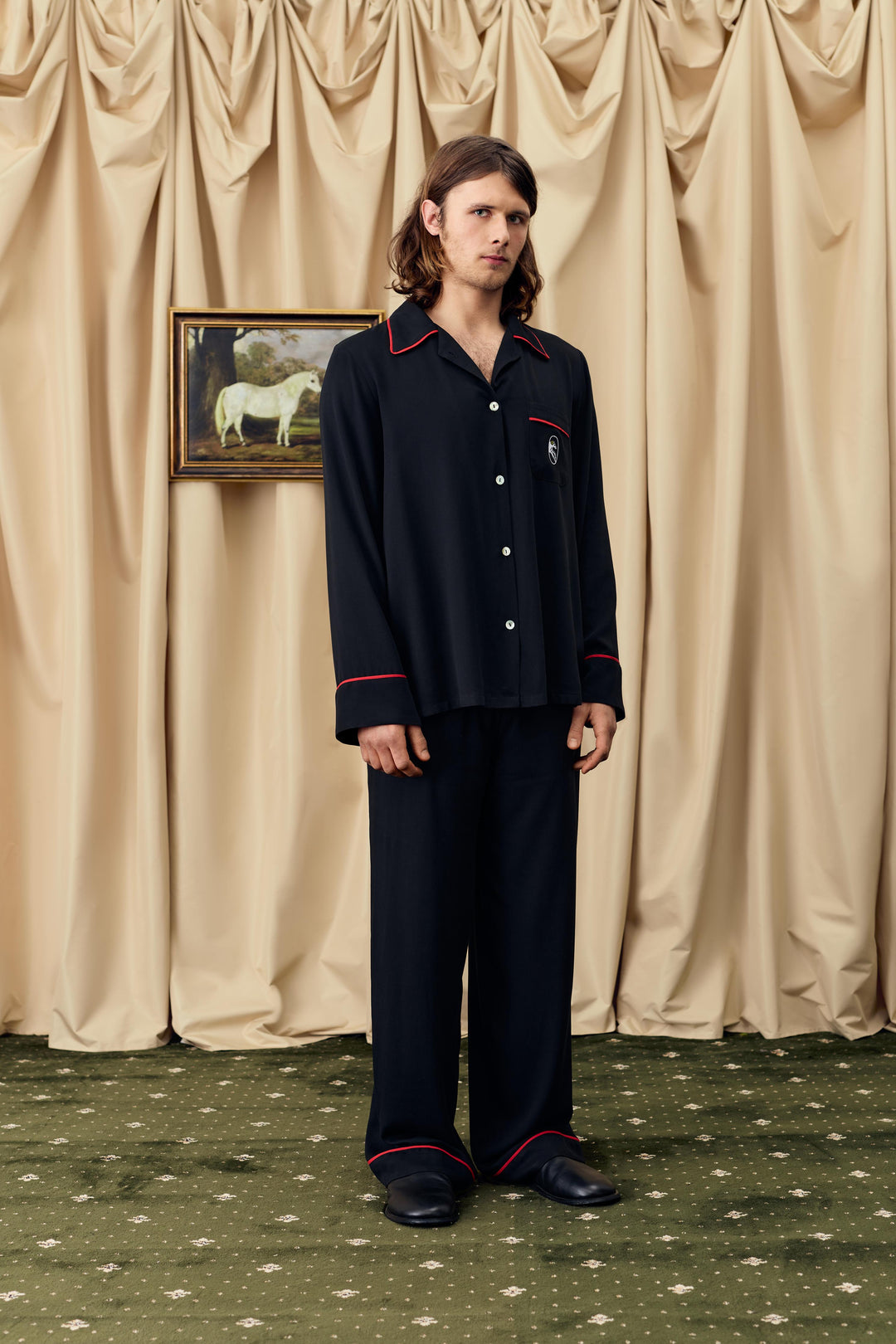 Finnegan Unisex Pajama Shirt in Black