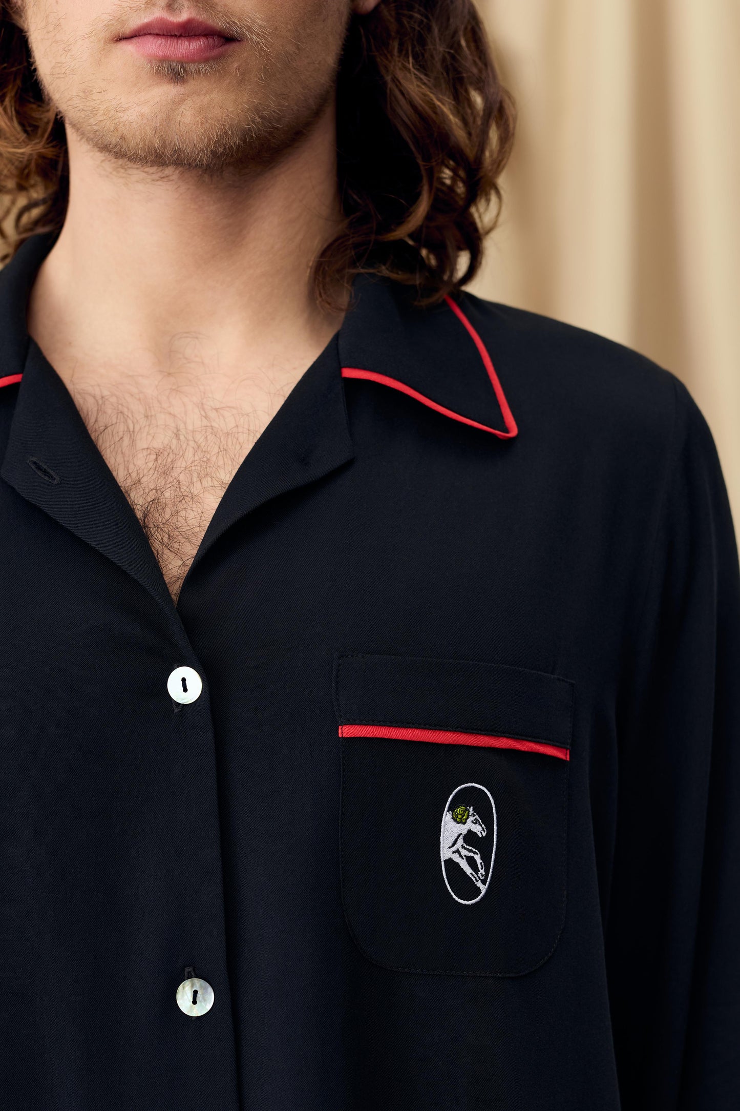 Finnegan Unisex Pajama Shirt in Black