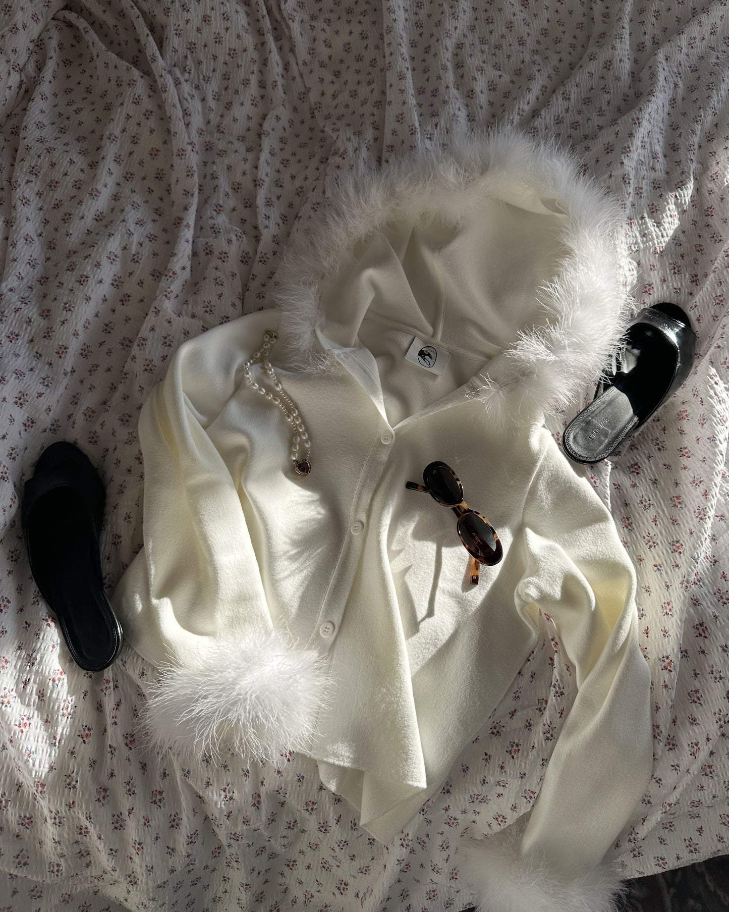 Kylie Hooded Cardigan in White