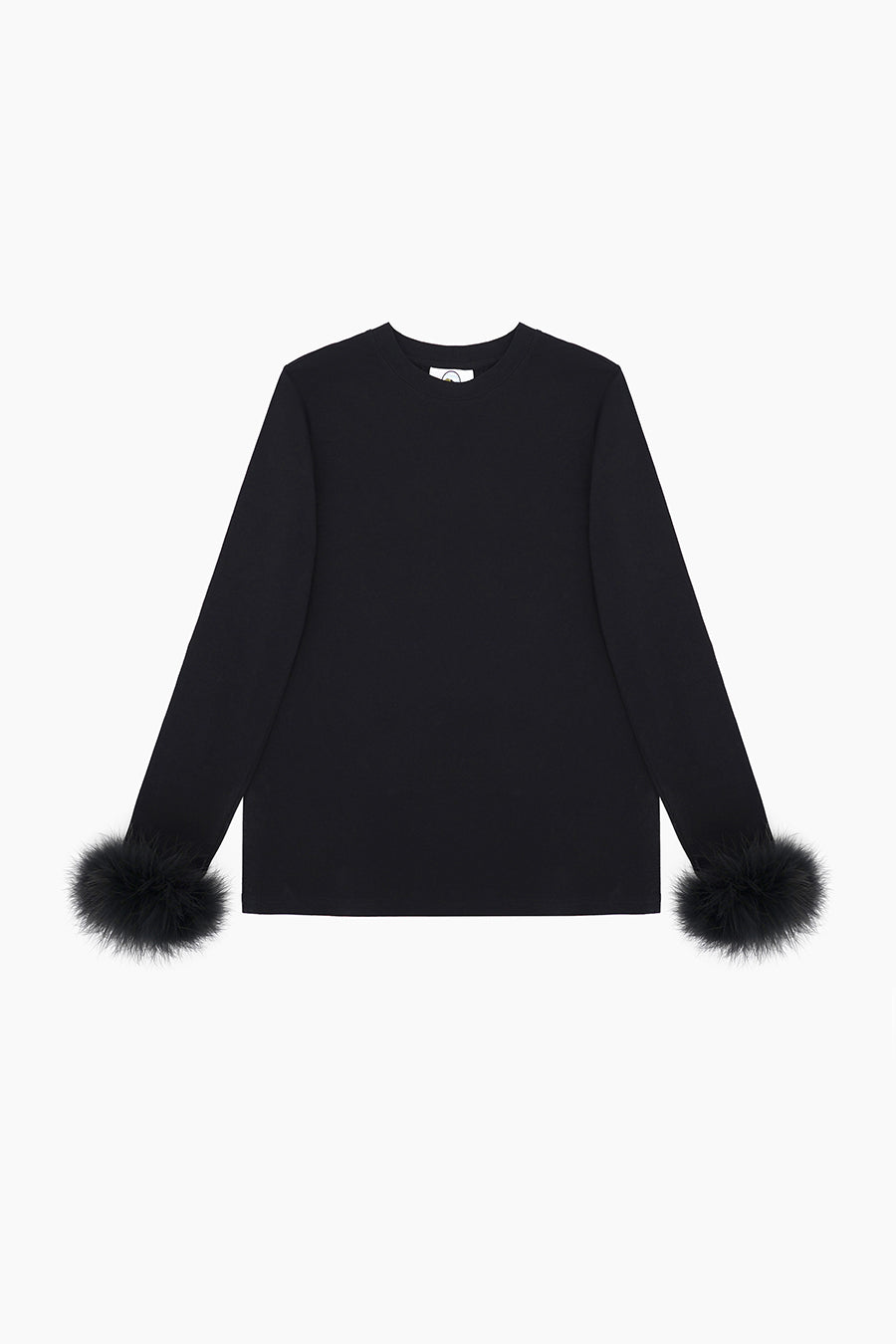 Long Sleeve Stretch-cotton Jersey T-Shirt with Detachable Feathers in Black