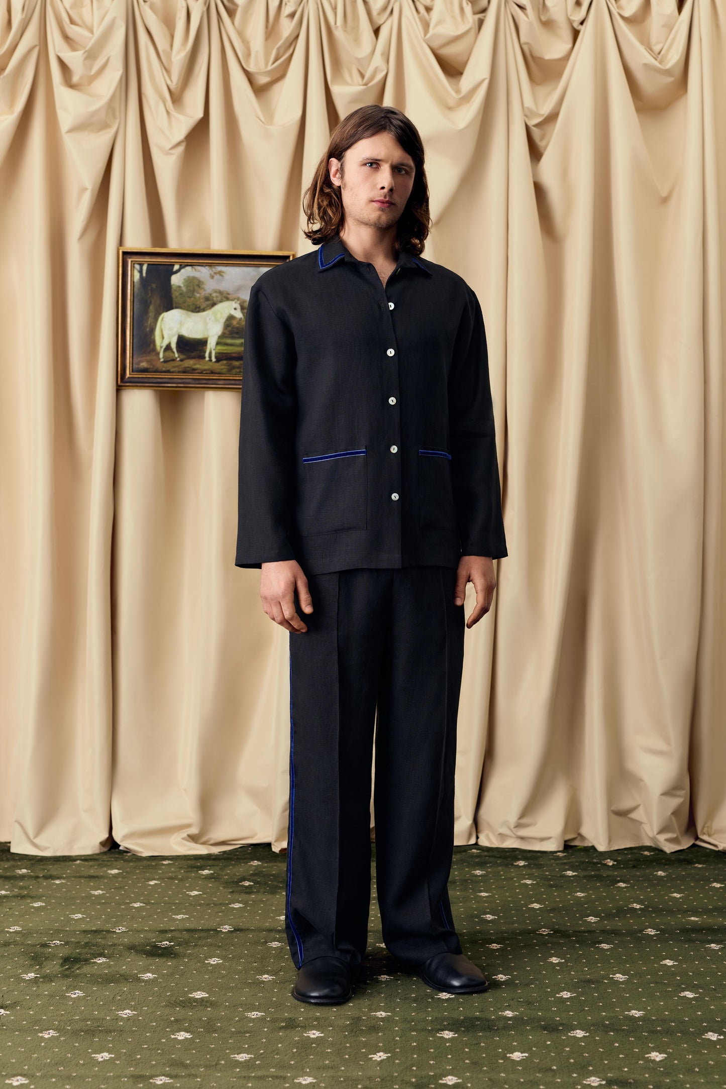 Paros Linen Unisex Pajama Pants in Black