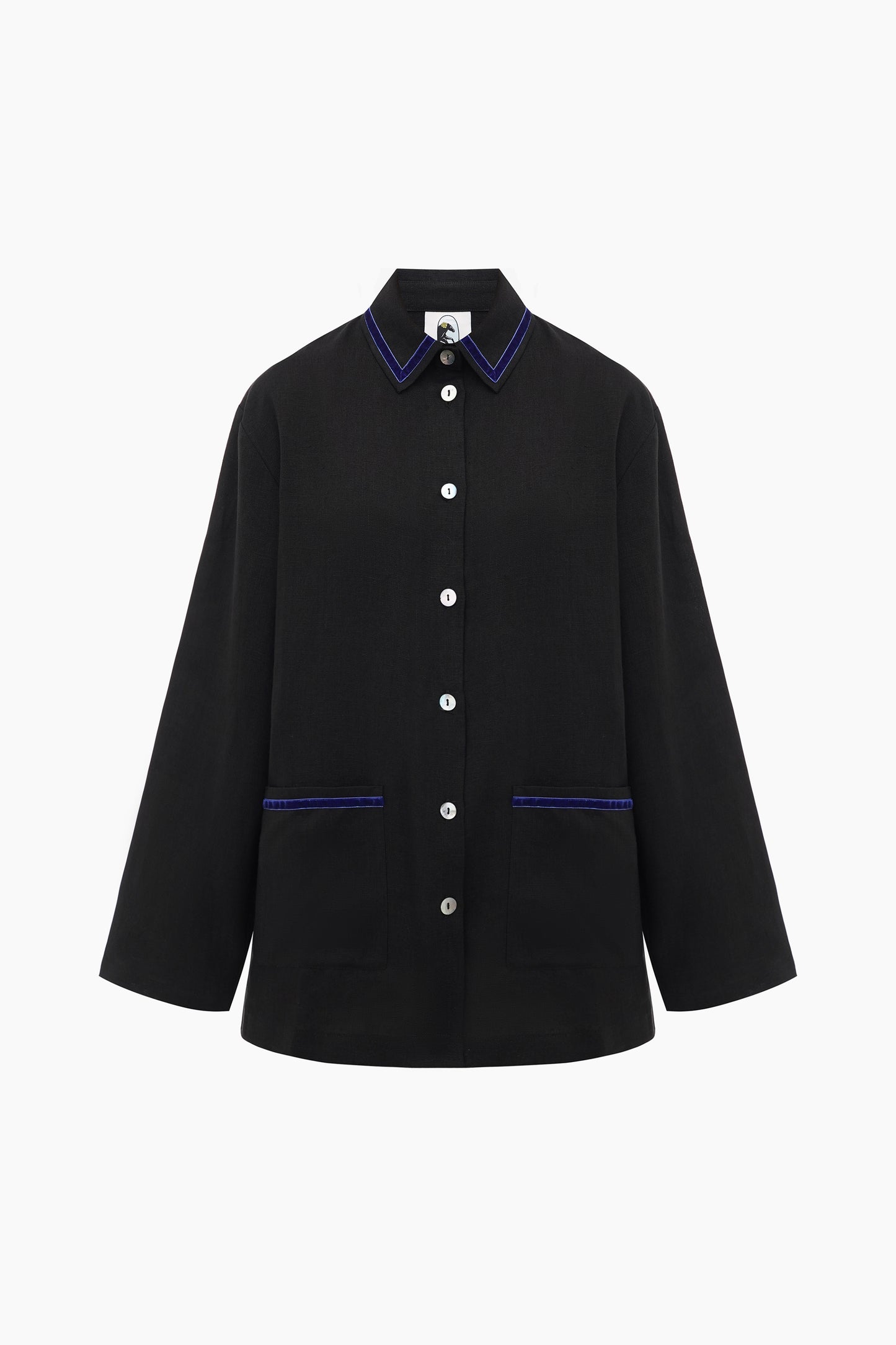 Paros Linen Unisex Pajama Shirt in Black