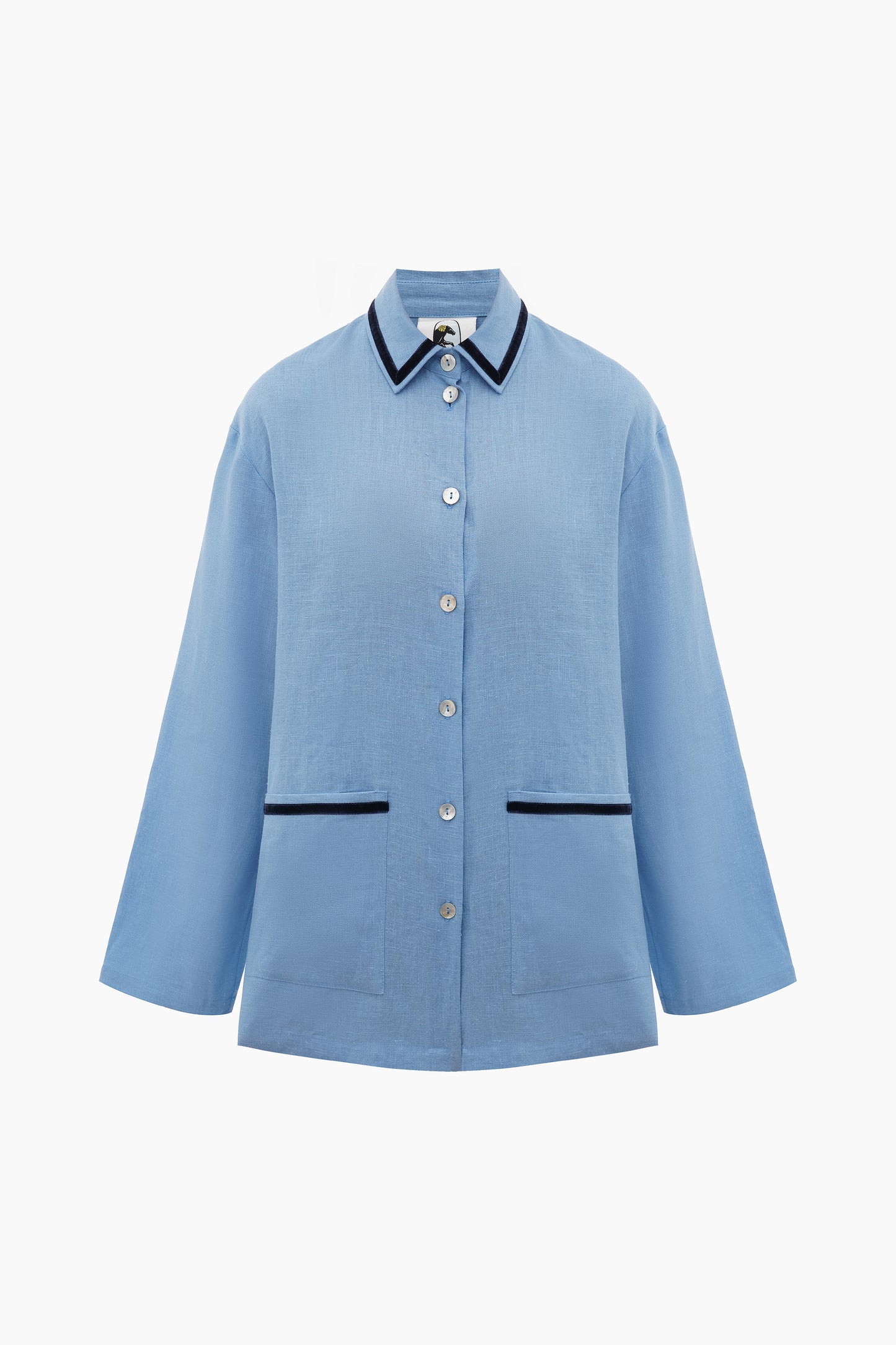 Paros Linen Unisex Pajama Shirt in Blue