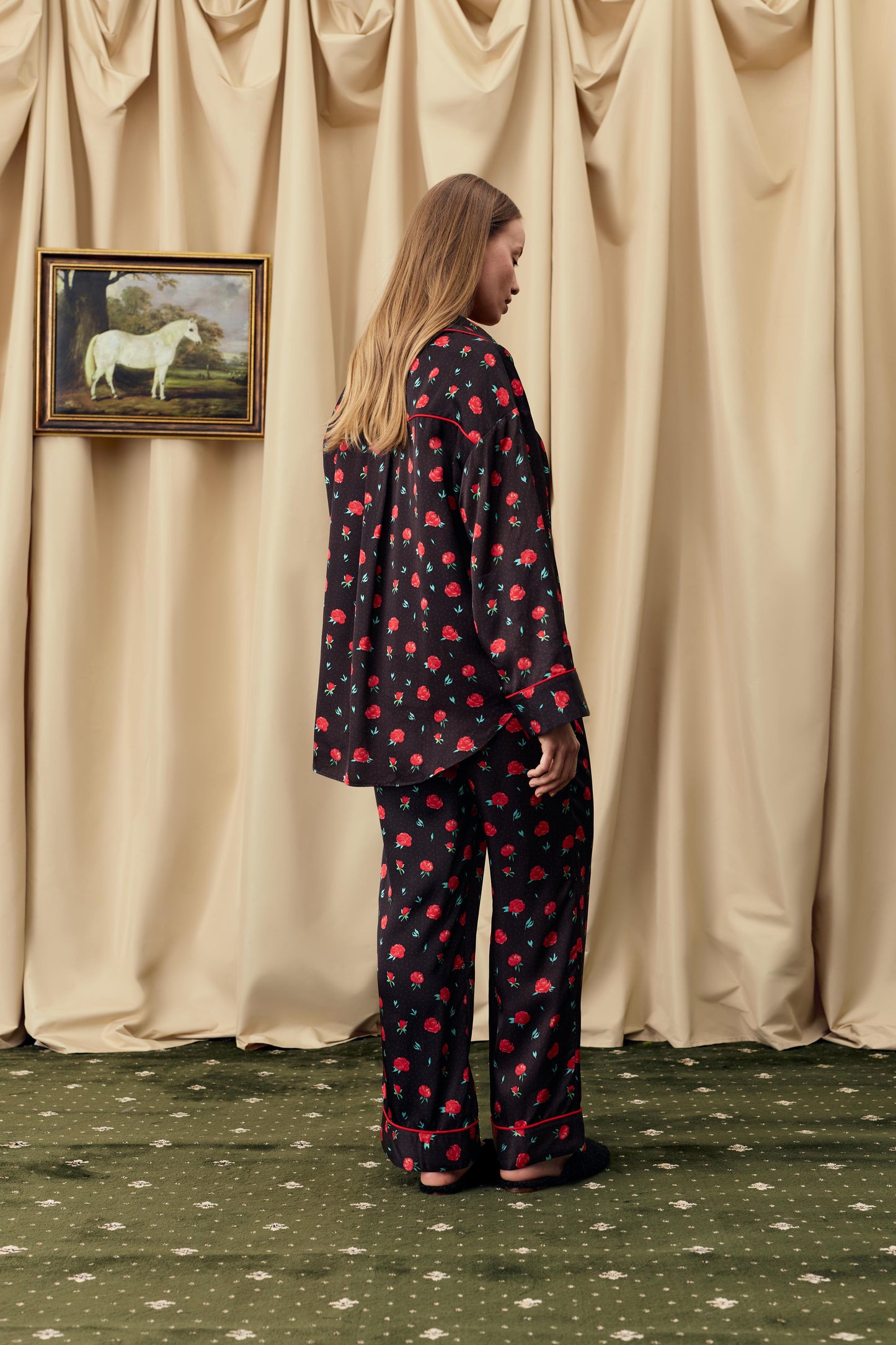 Pastelle Oversized Pants in Poppies Print
