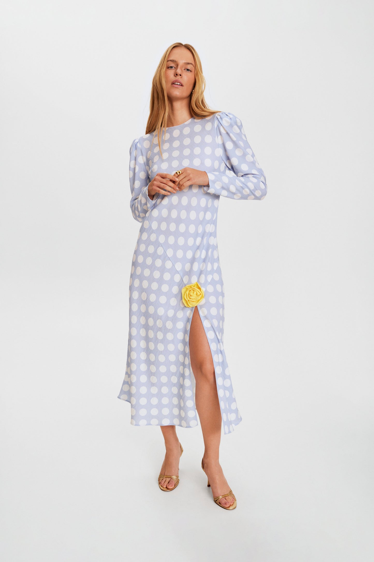 Donna Maxi Dress in Blue Polka Dot