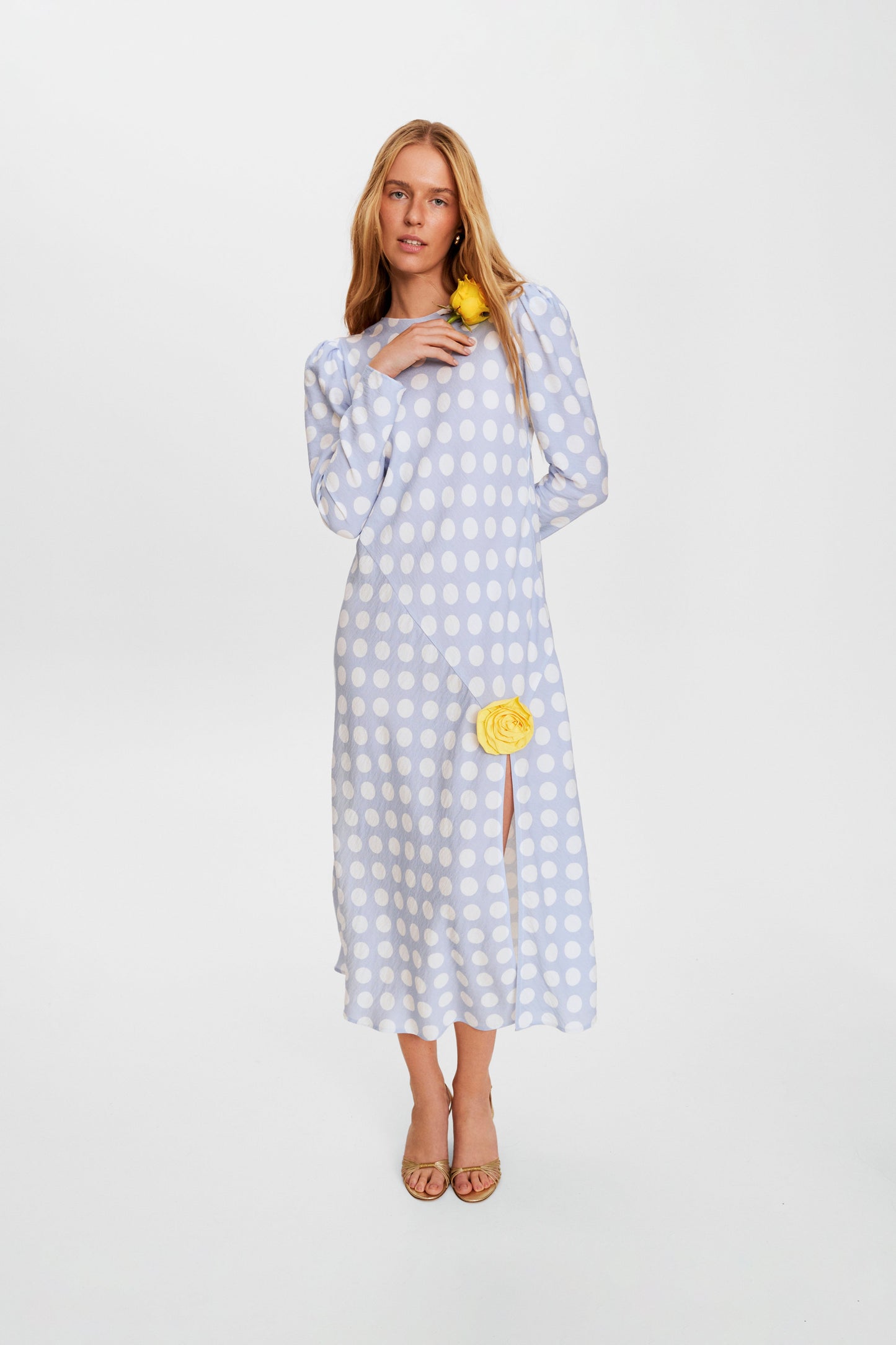 Donna Maxi Dress in Blue Polka Dot