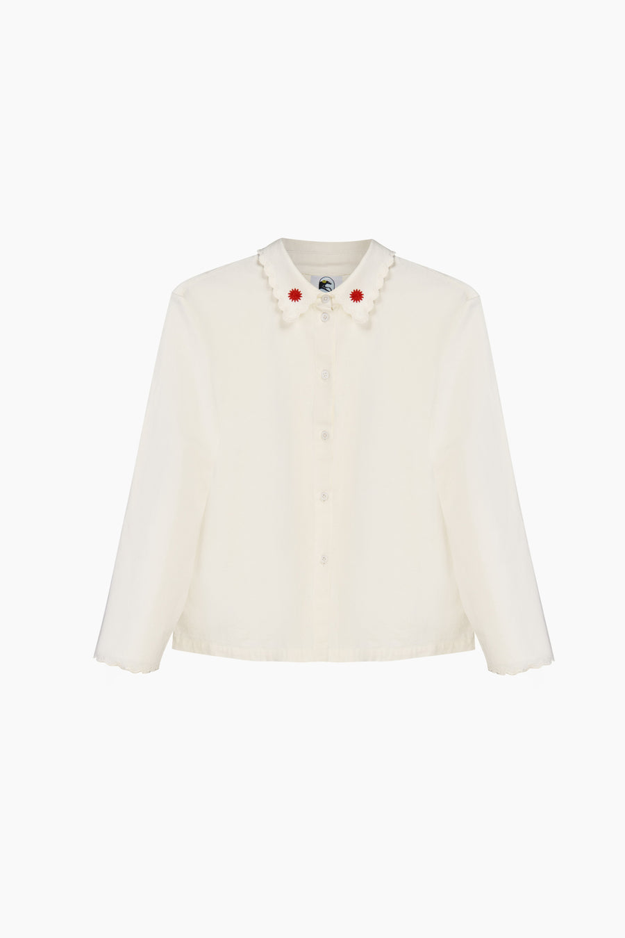 Kotyk Embroidered Cotton Blouse in Off-white