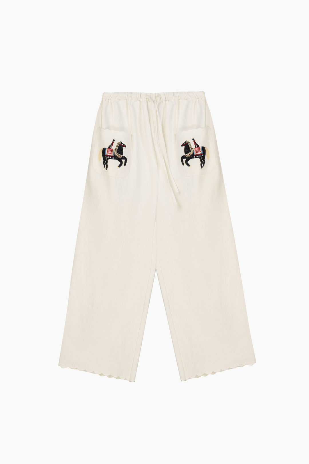 Kotyk Embroidered Cotton Pants in Off-white