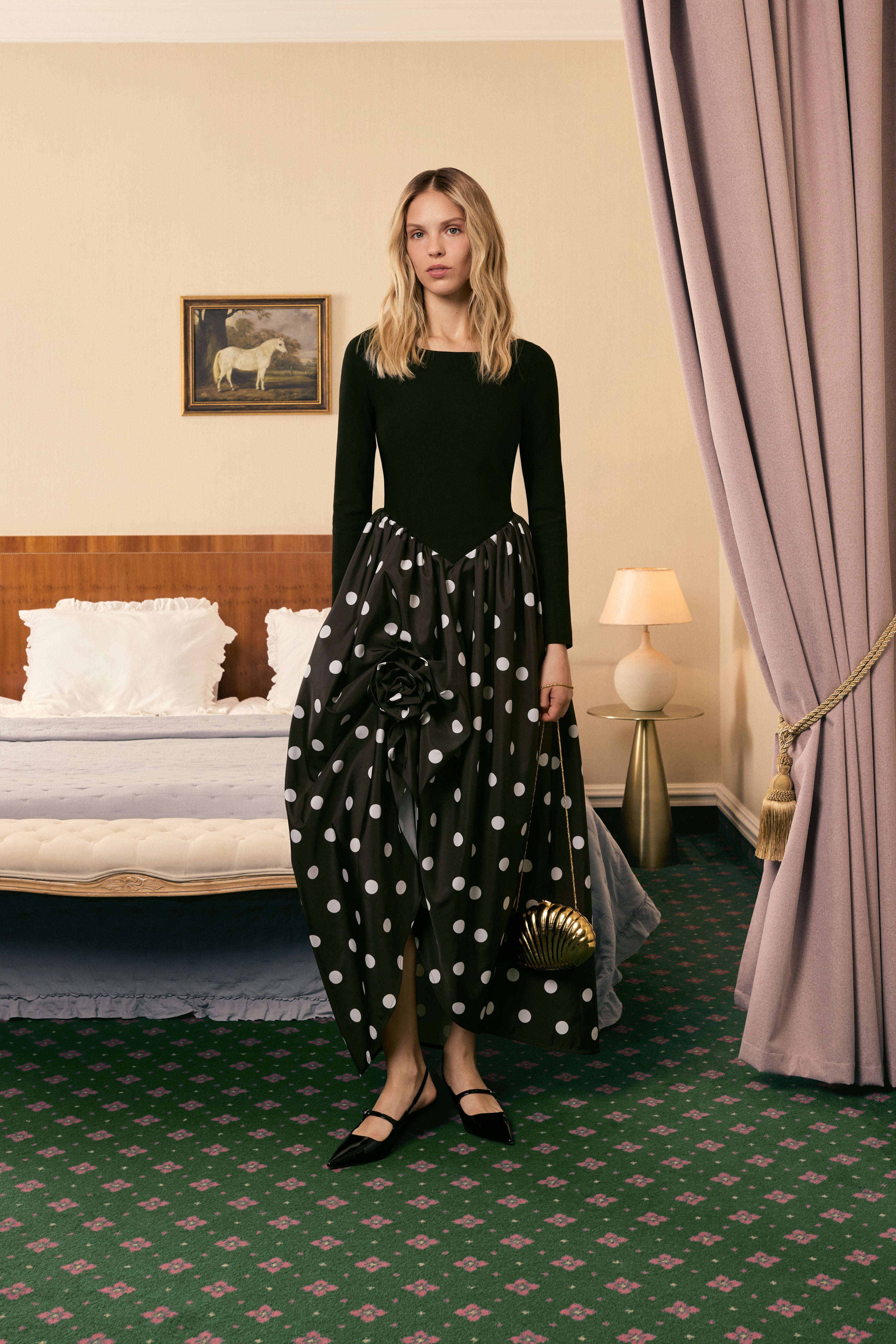 Aurora Maxi Dress in Black Polka Dot – SLEEPER