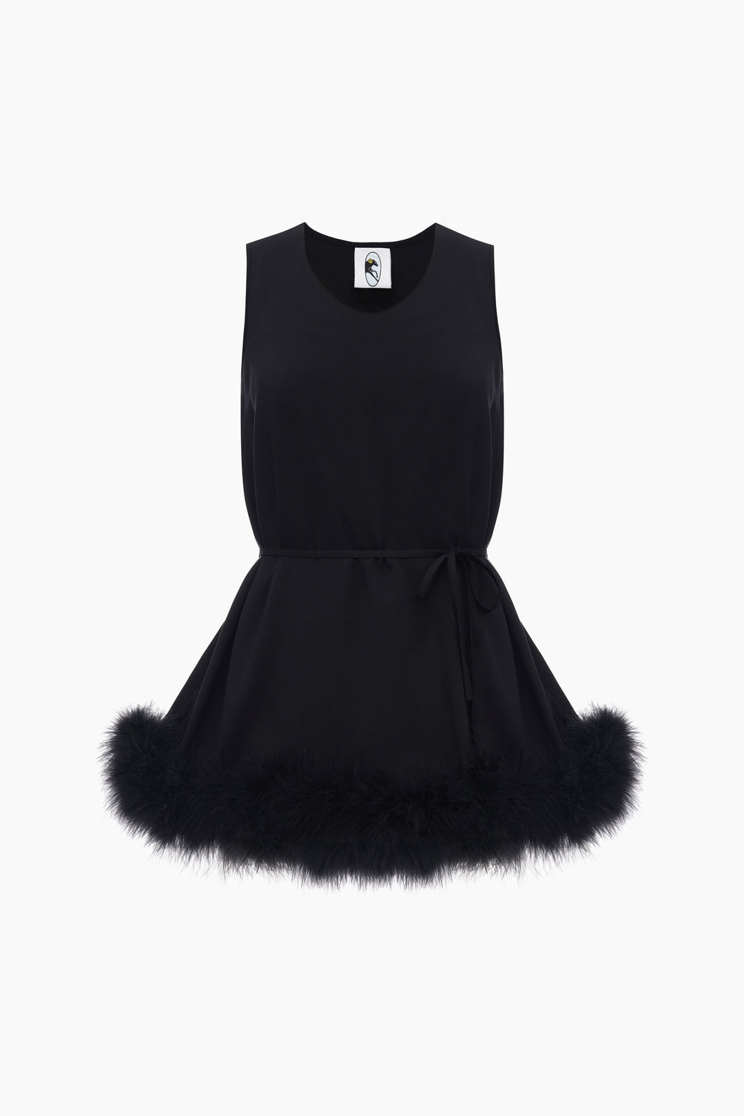 Bisou Bisou Top with Feathers in Black