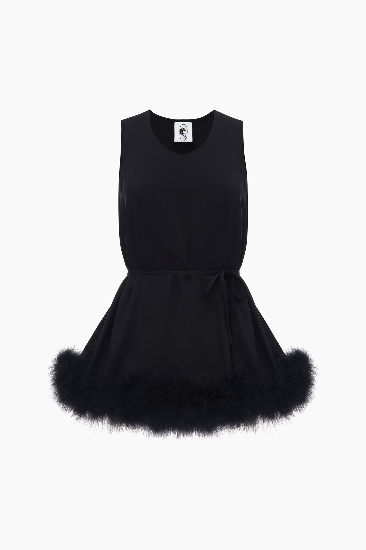 Bisou Bisou Top with Feathers in Black