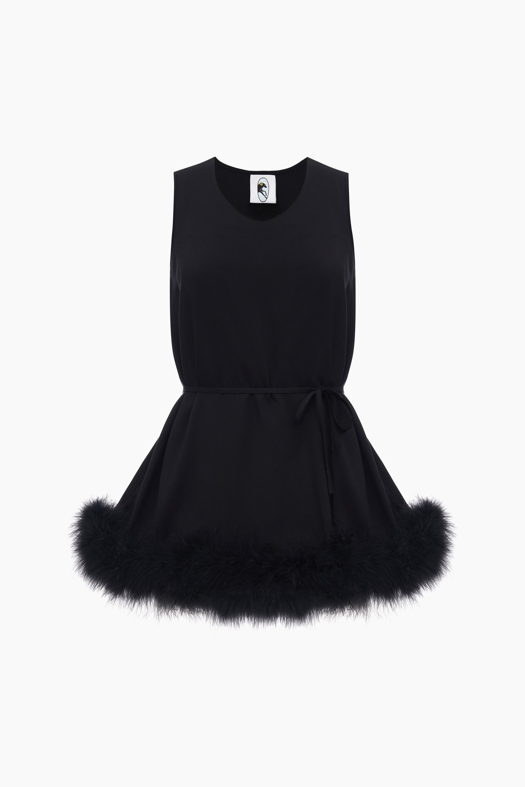 Bisou Bisou Top with Feathers in Black