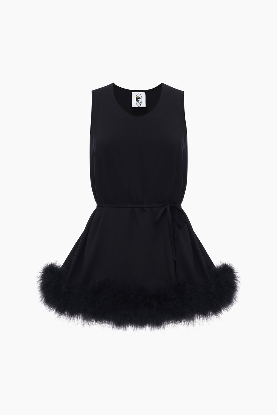 Bisou Bisou Top with Feathers in Black