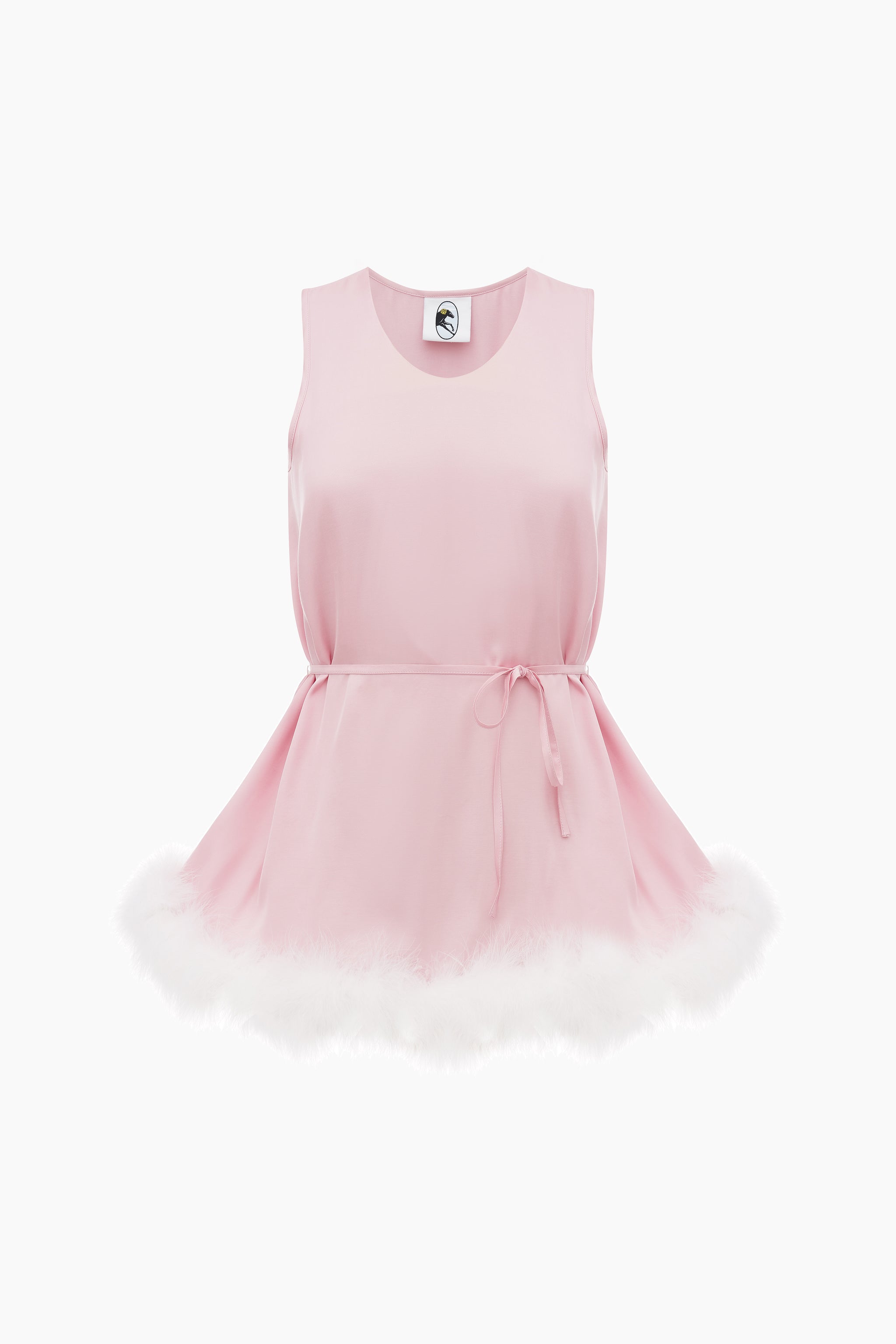 Bisou Bisou Top with Feathers in Pink