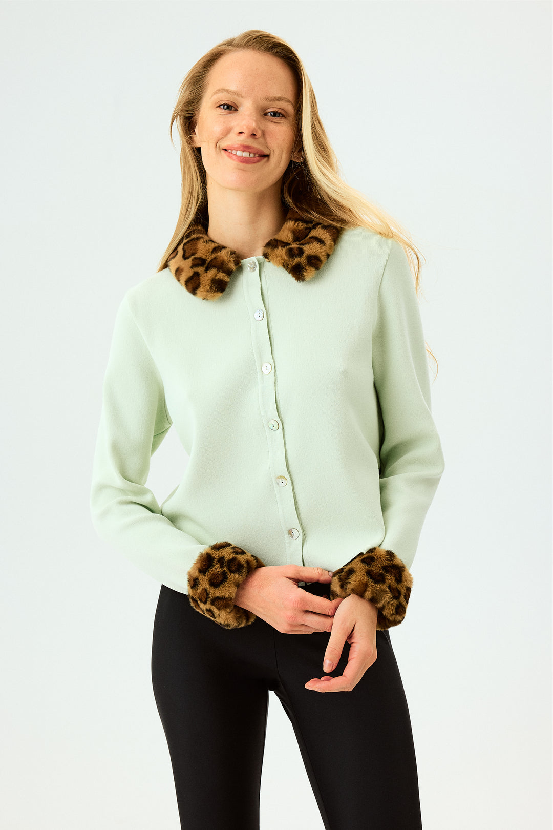 Carmela Knitted Cardigan in Mint