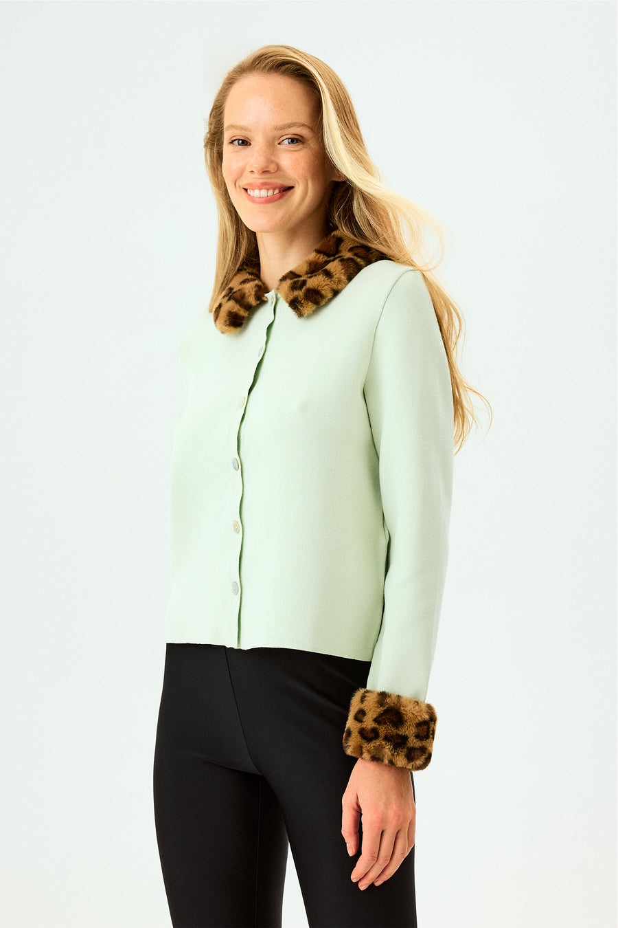 Carmela Knitted Cardigan in Mint