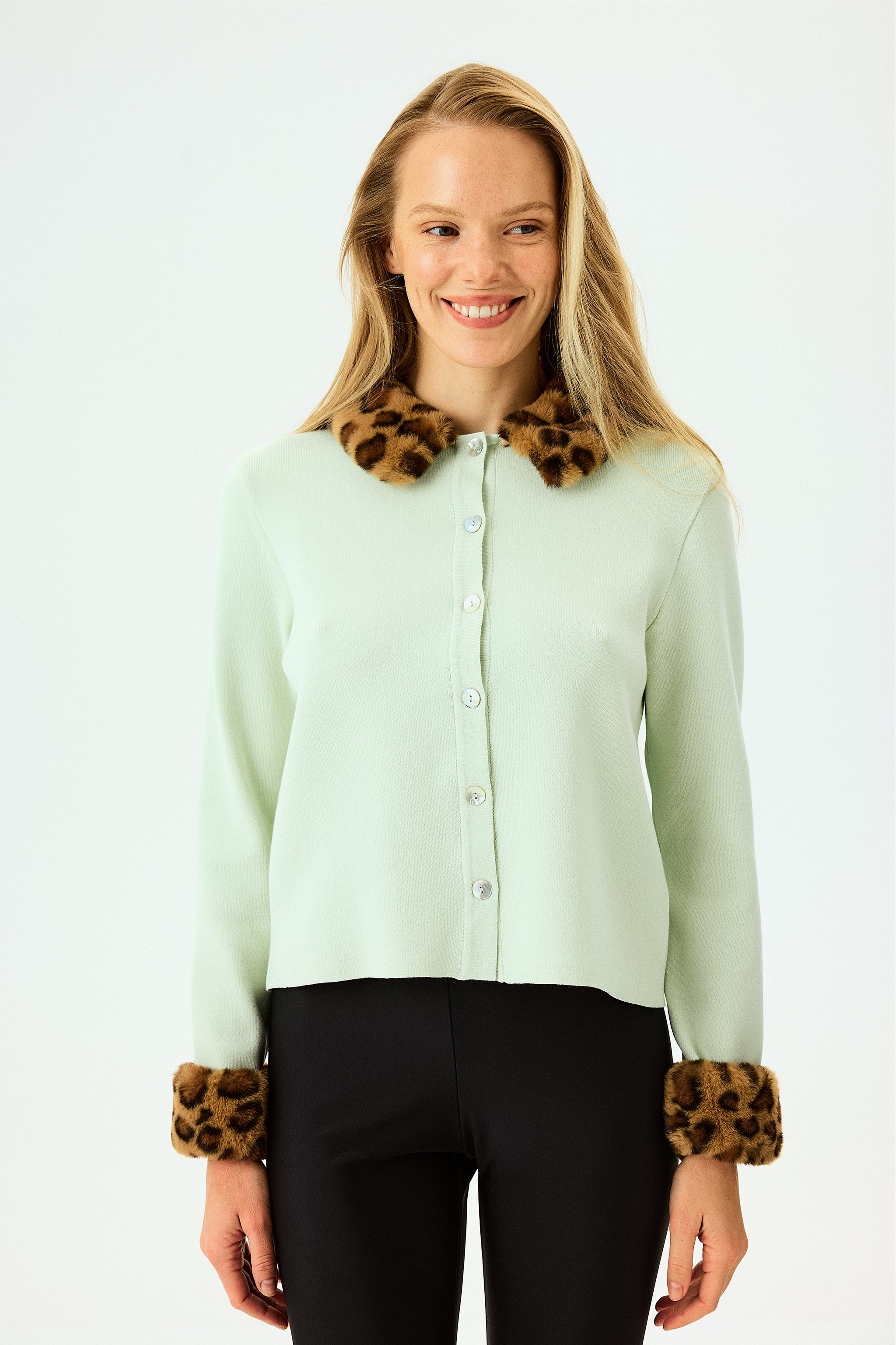 Carmela Knitted Cardigan in Mint