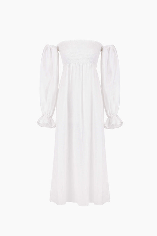 Atlanta Linen Dress in White
