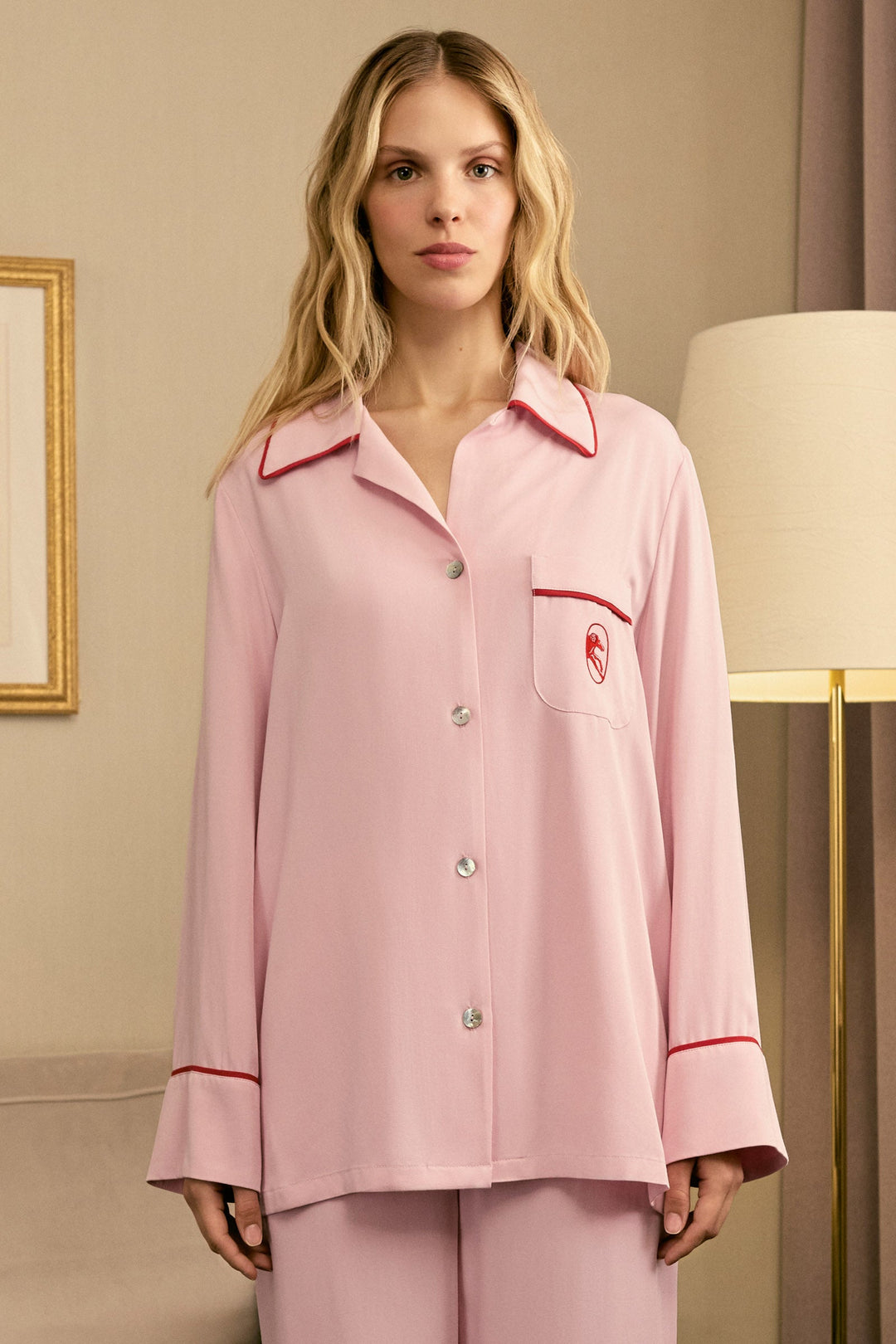 Finnegan Unisex Pajama Shirt in Pink