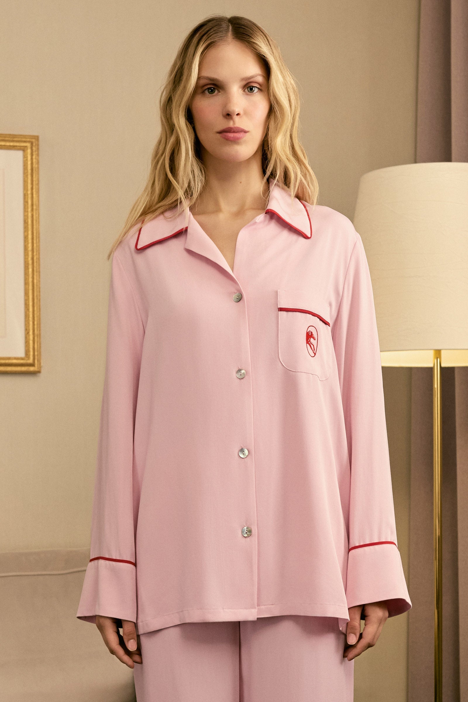 Finnegan Unisex Pajama Shirt in Pink