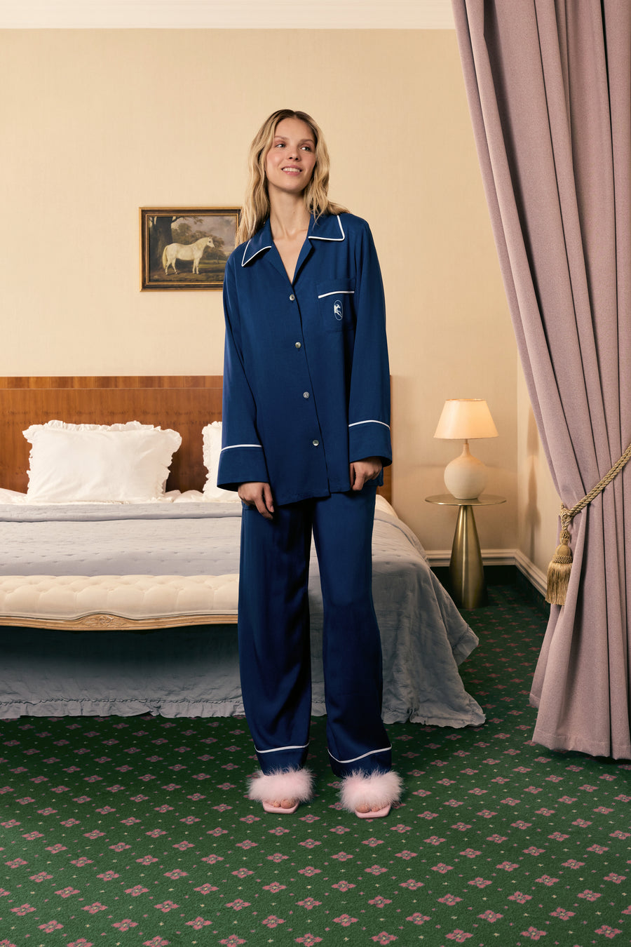 Finnegan Unisex Pajama Shirt in Navy