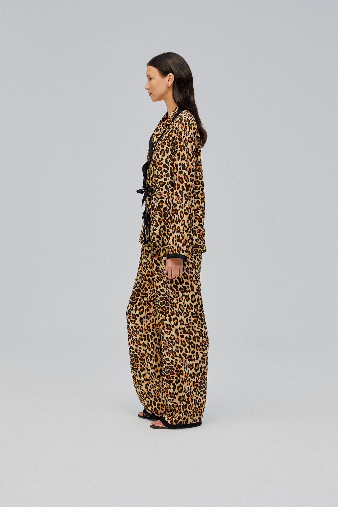 The Bow Pajama Set in Leopard Print