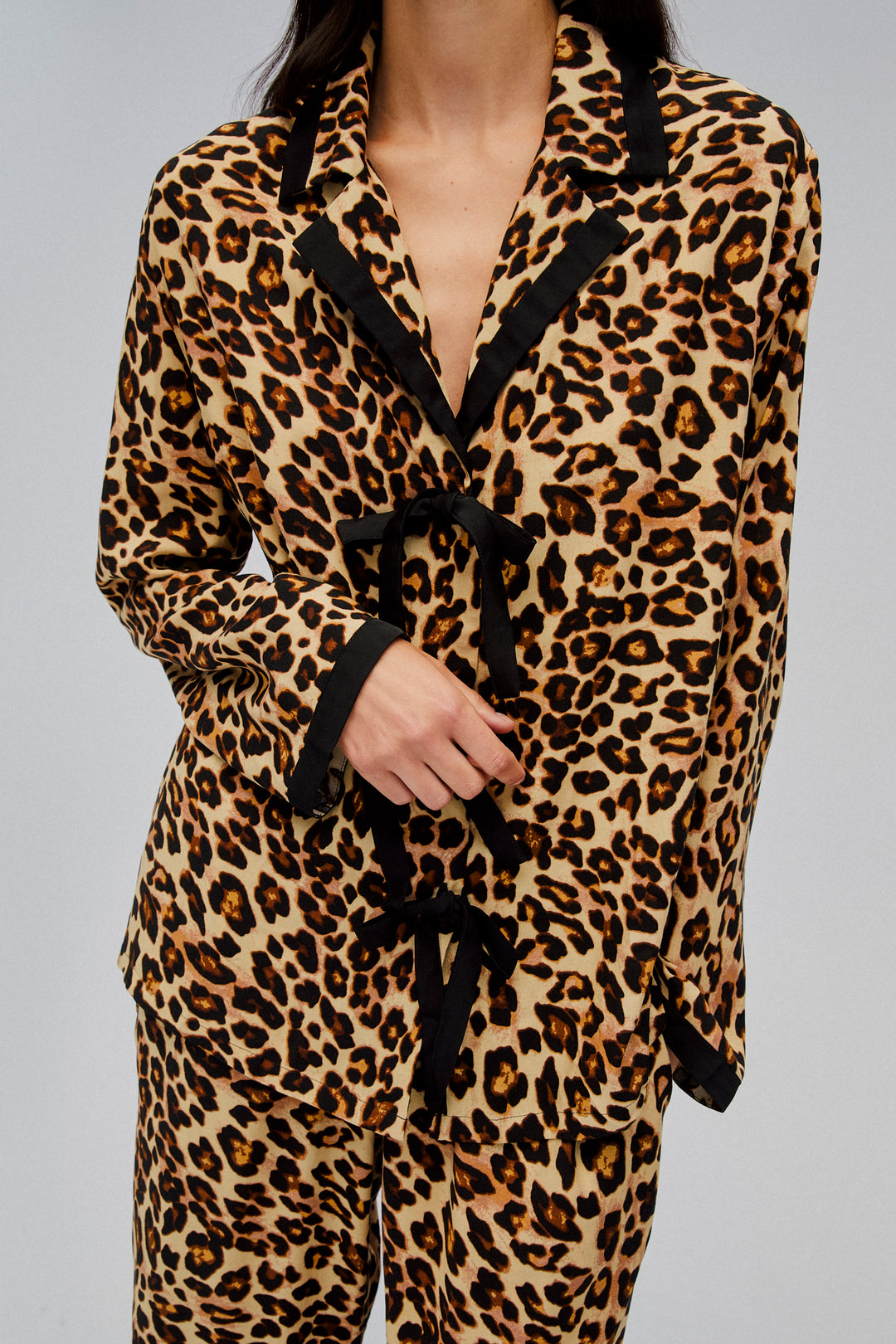 The Bow Pajama Set in Leopard Print