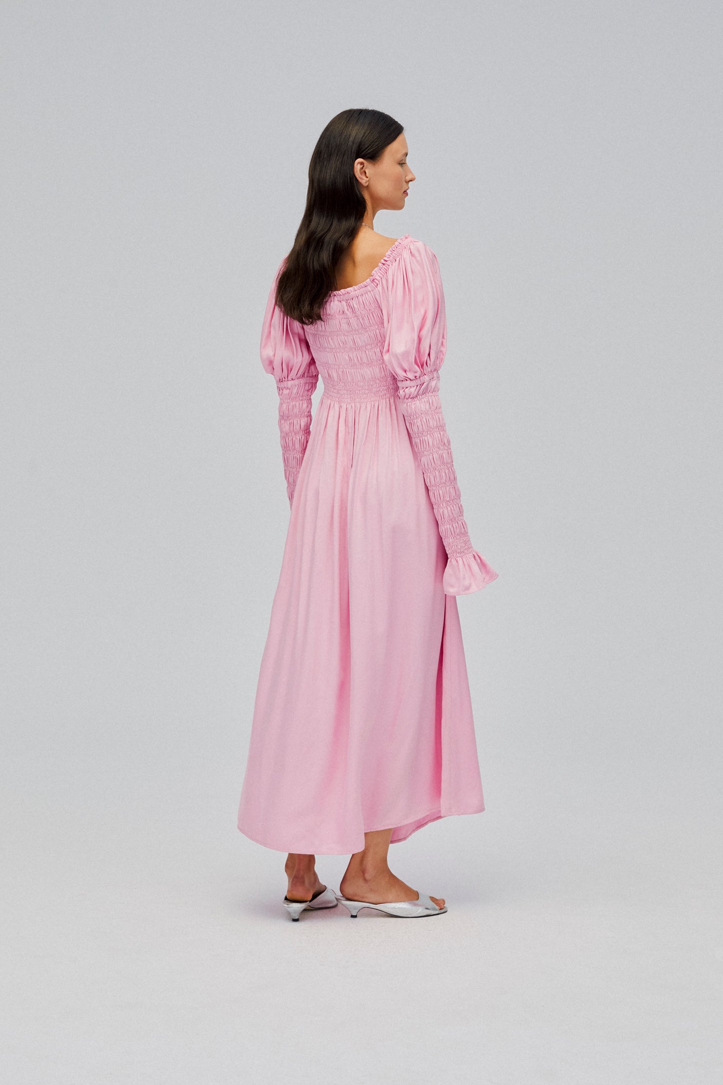 Paloma Shirred Maxi Dress in Pink