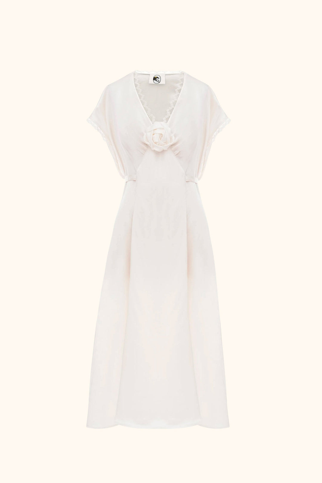 The Genus Rosa Satin Dress in Milk