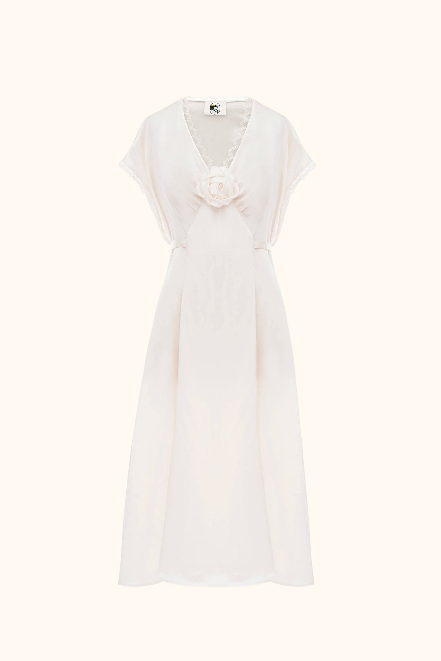 The Genus Rosa Satin Dress in Milk