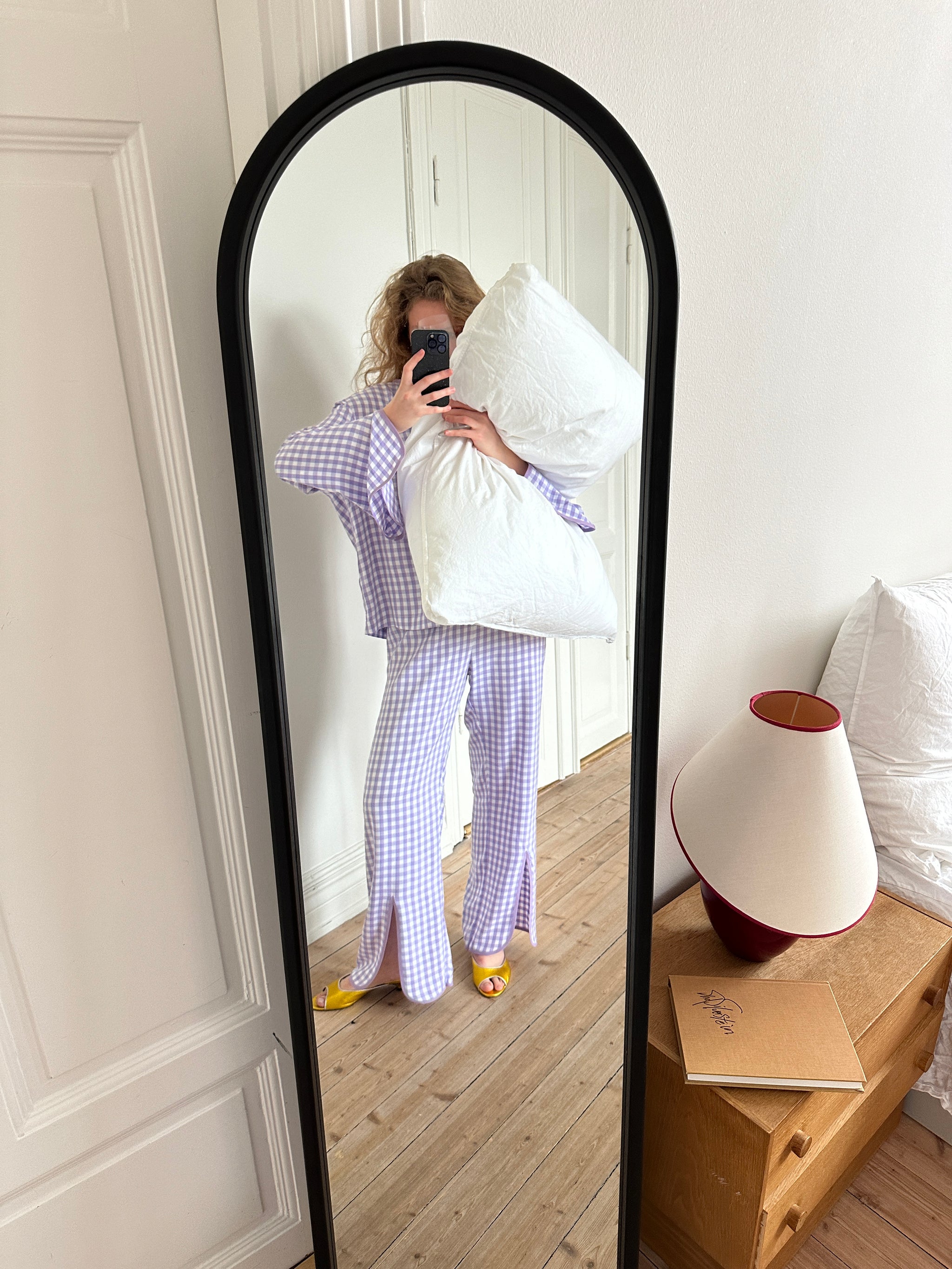 Louis Pajama Set with Pants in Lavender Vichy