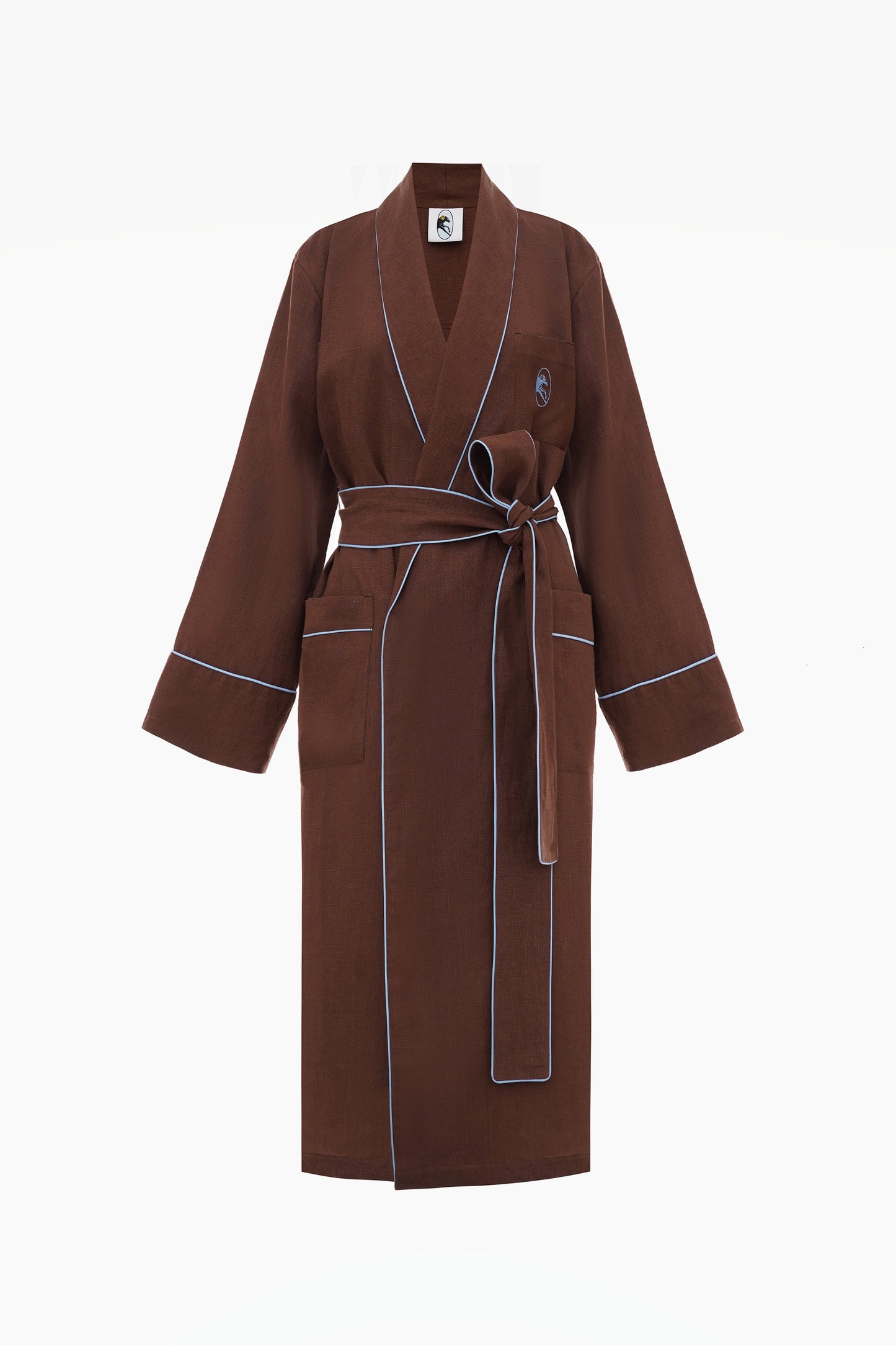 Paros Linen Unisex Robe in Brown