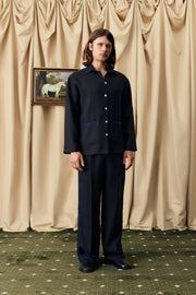 Paros Linen Unisex Pajama Shirt in Black