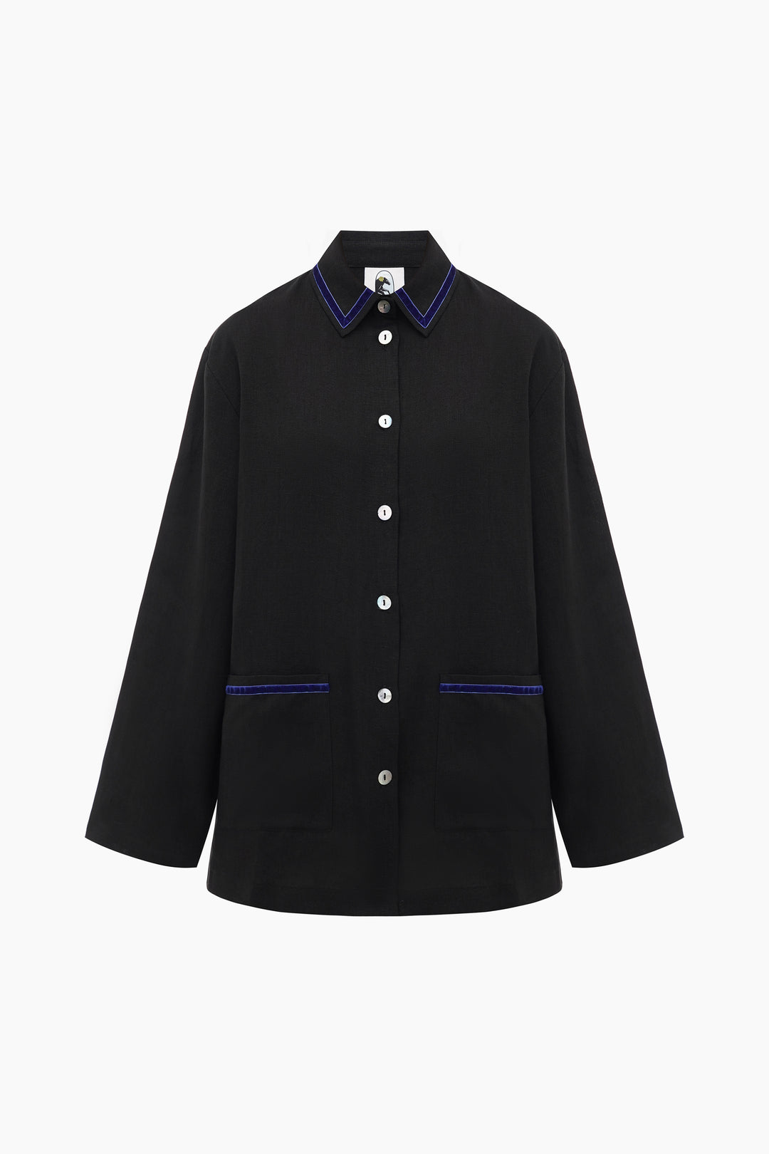 Paros Linen Unisex Pajama Shirt in Black