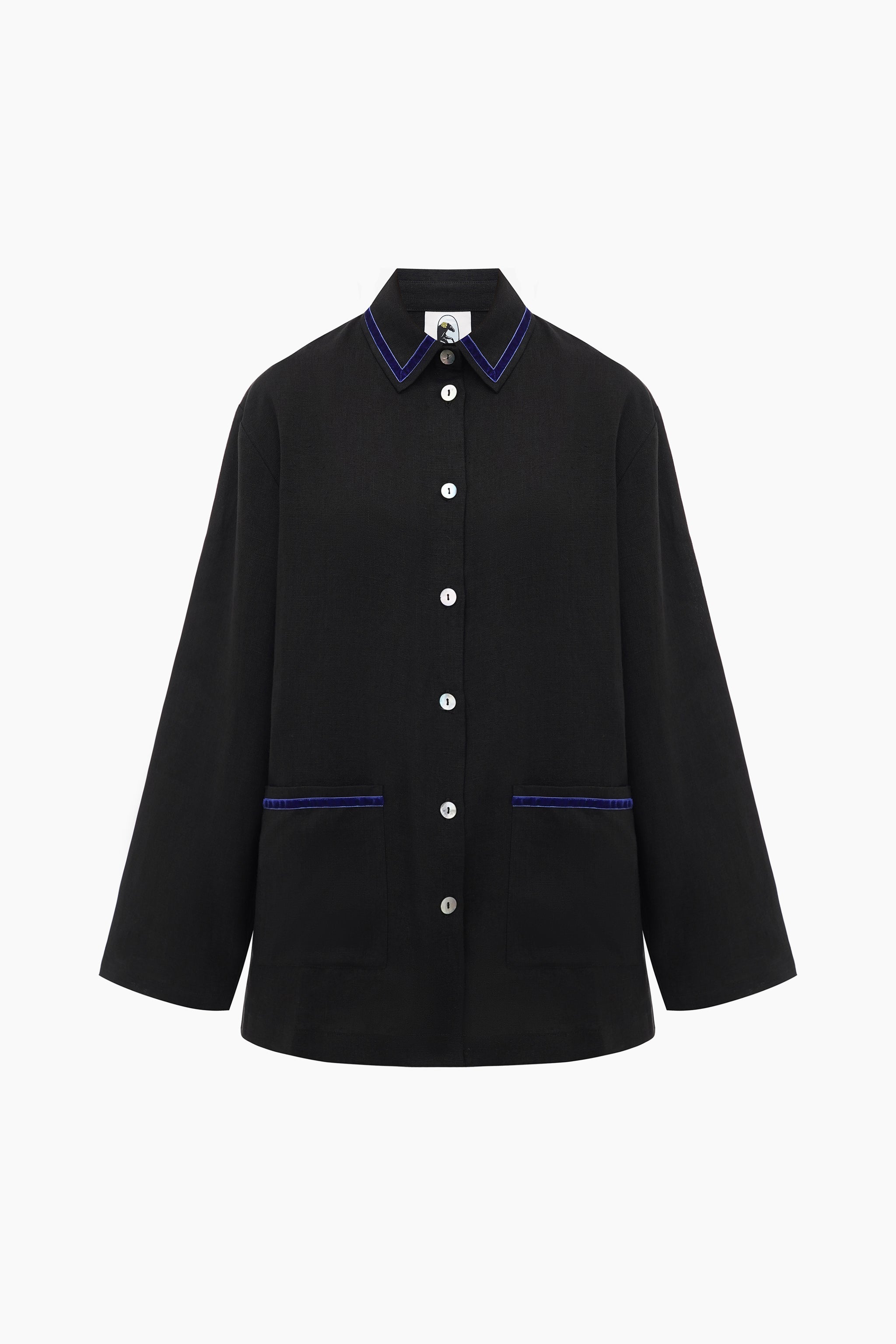 Paros Linen Unisex Pajama Shirt in Black