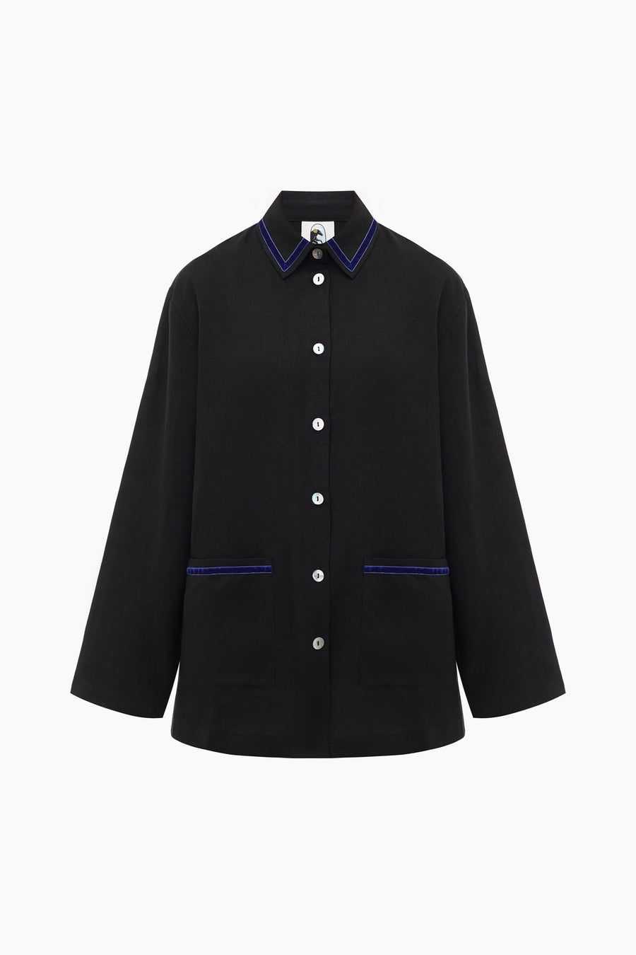 Paros Linen Unisex Pajama Shirt in Black