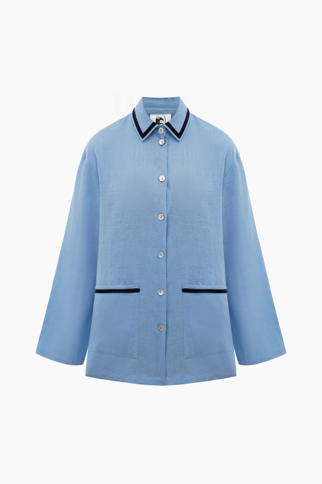 Paros Linen Unisex Pajama Shirt in Blue