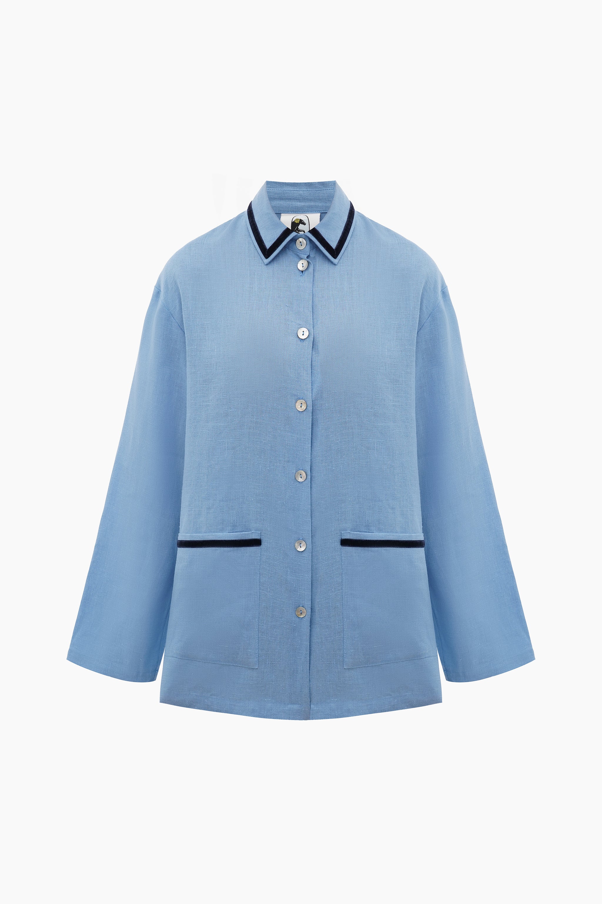 Paros Linen Unisex Pajama Shirt in Blue
