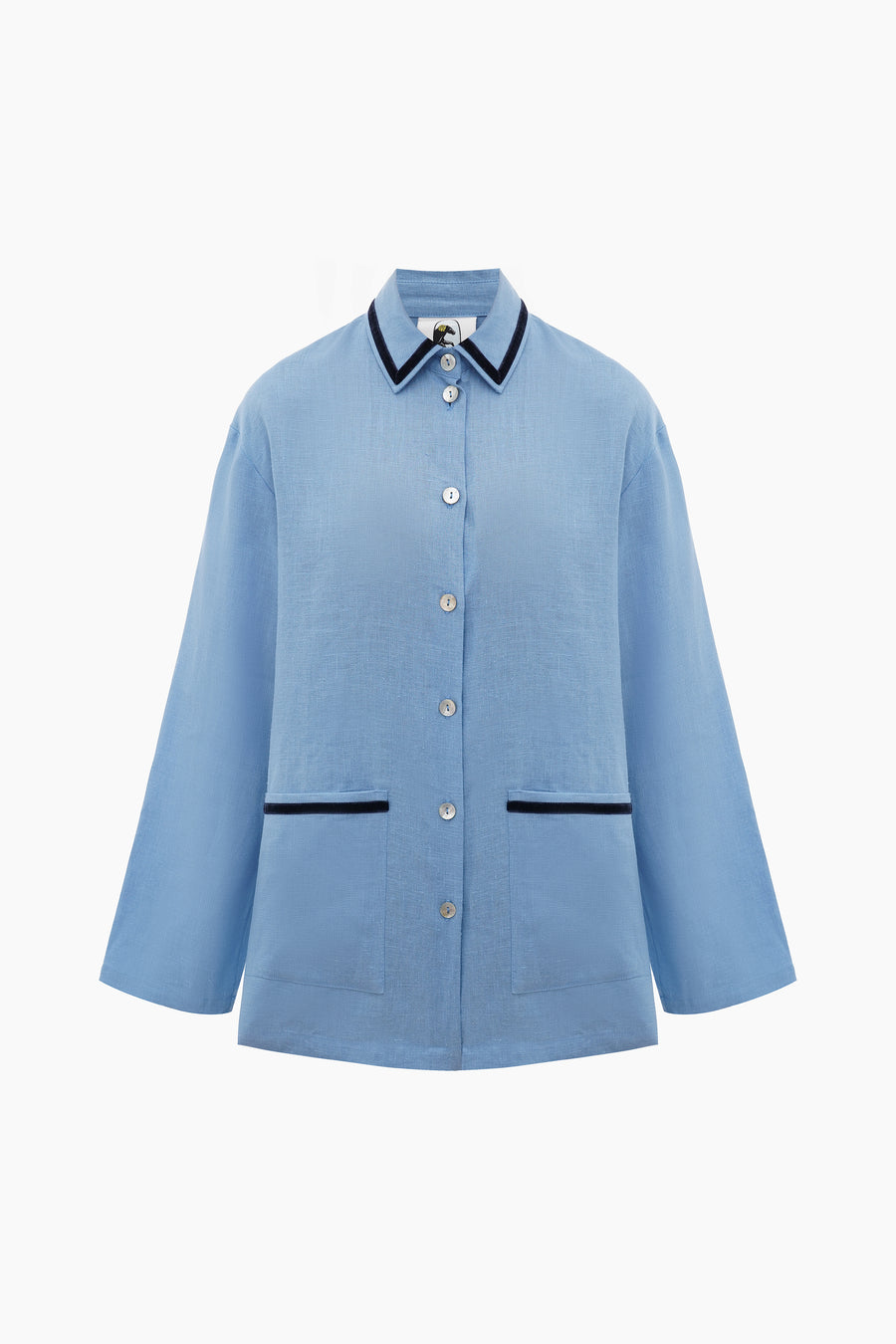 Paros Linen Unisex Pajama Shirt in Blue