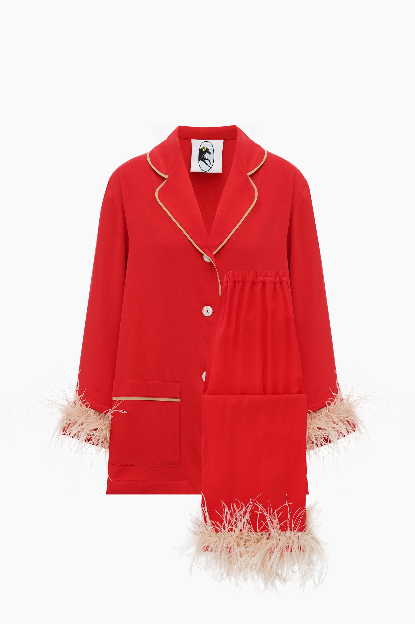Party Pajamas Set with Detachable Feathers in Red