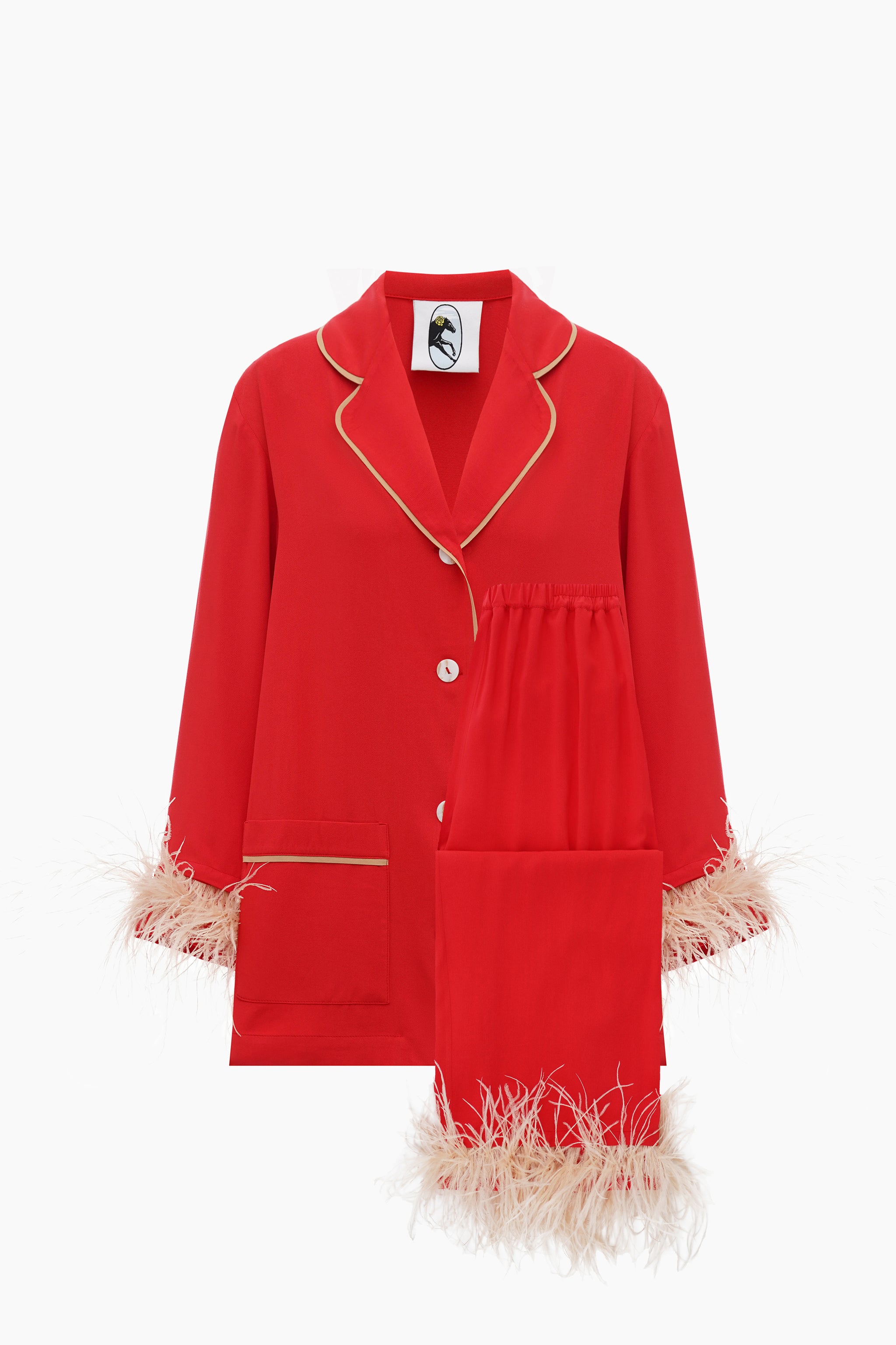 Party Pajamas Set with Detachable Feathers in Red