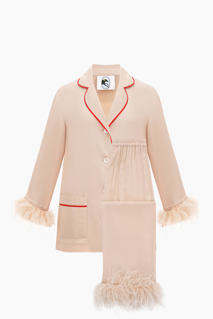 Party Pajamas Set with Detachable Feathers in Beige
