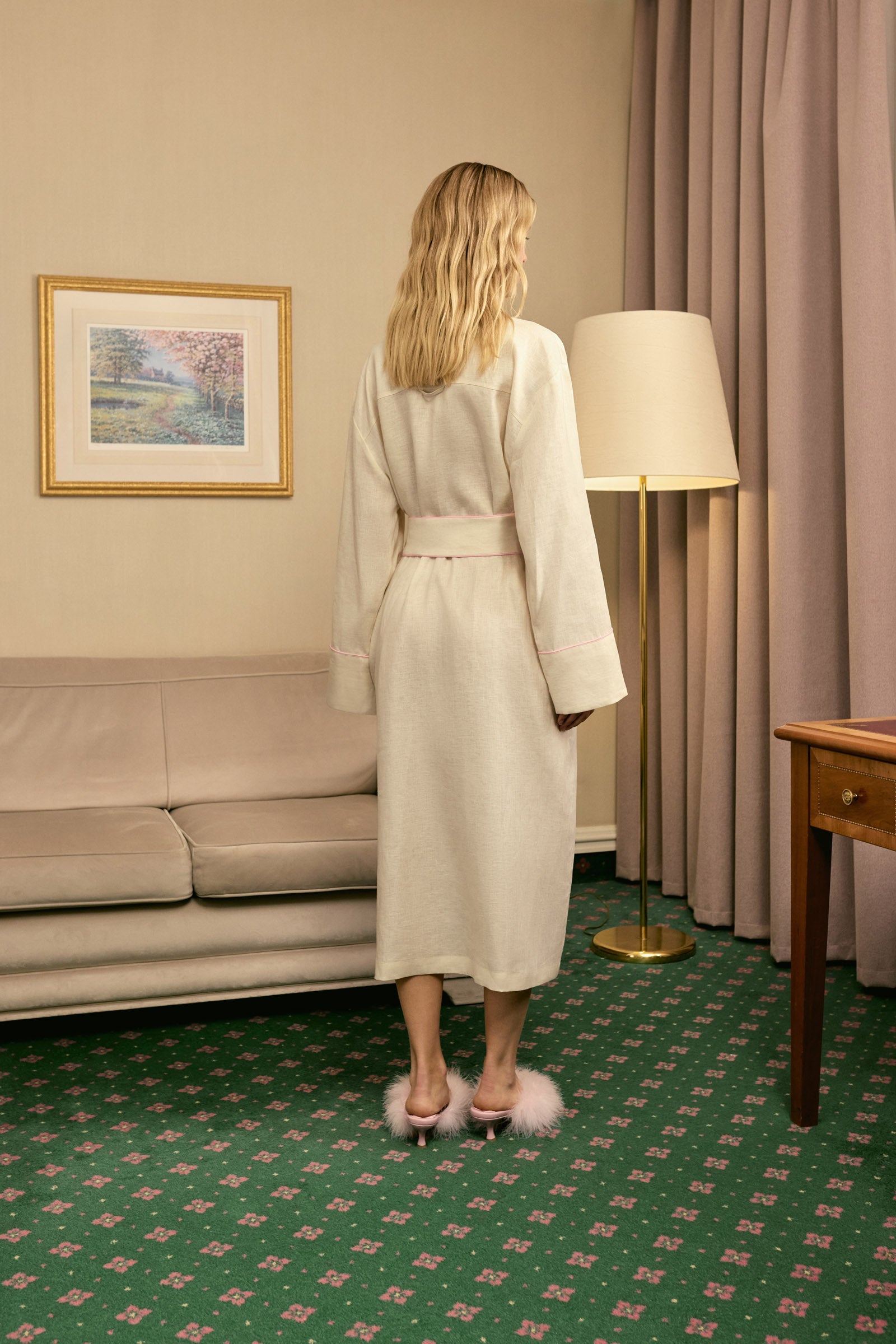 The Rose Linen Robe in Milk