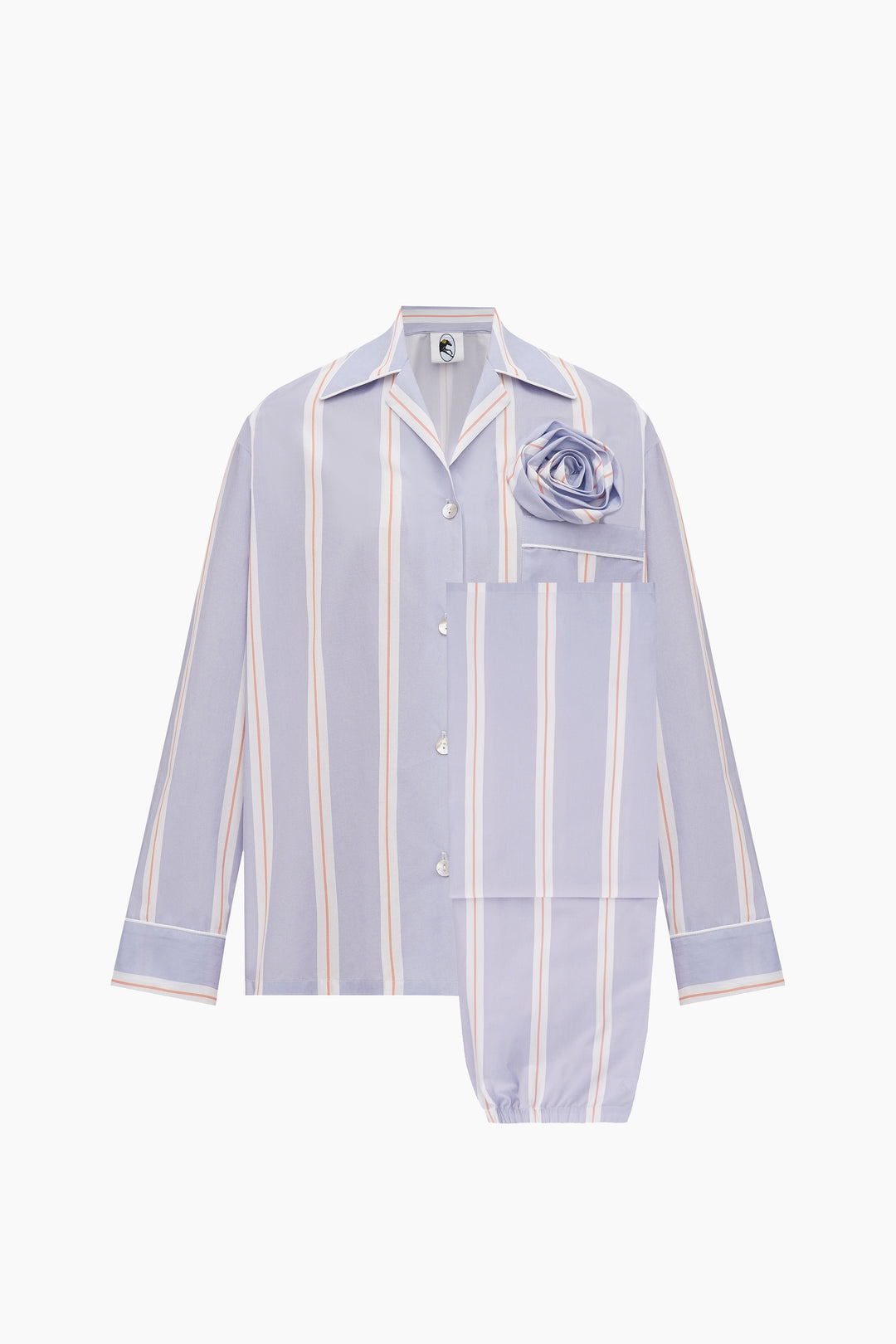 The Rose Cotton Pajama Set in Blue Stripes