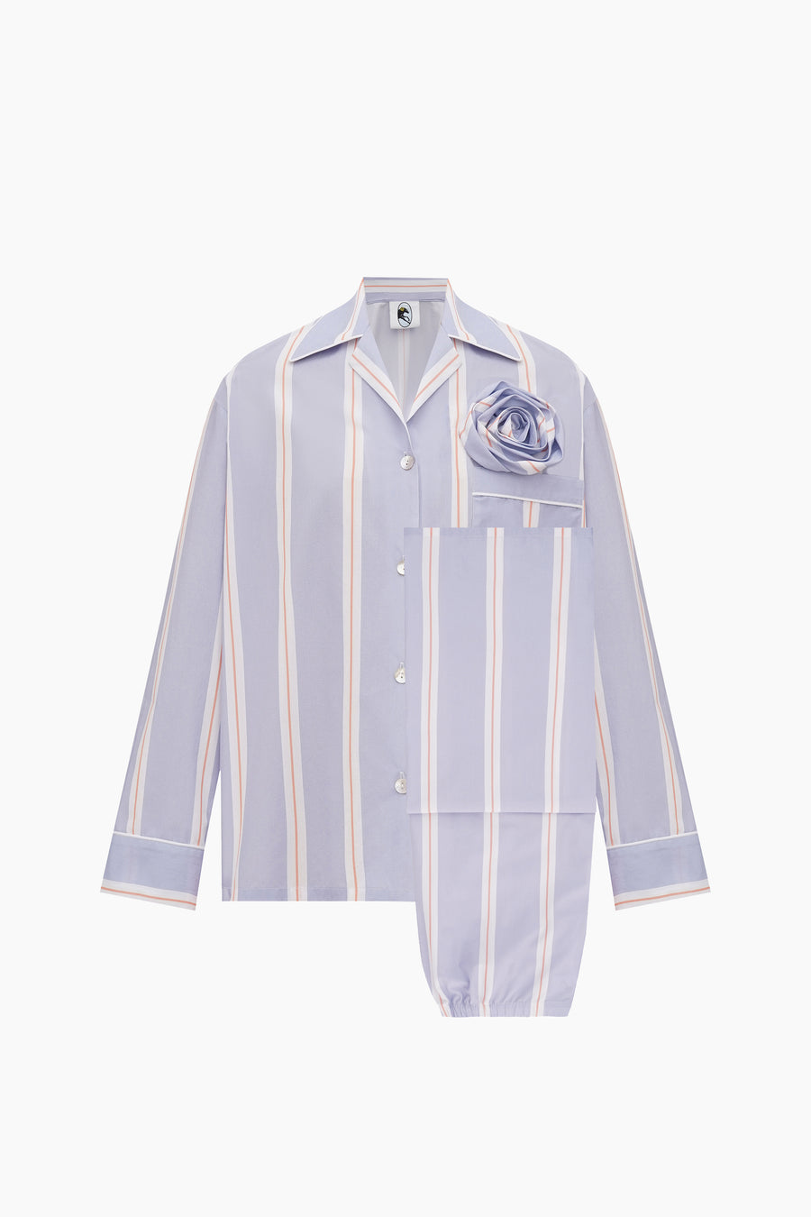 The Rose Cotton Pajama Set in Blue Stripes