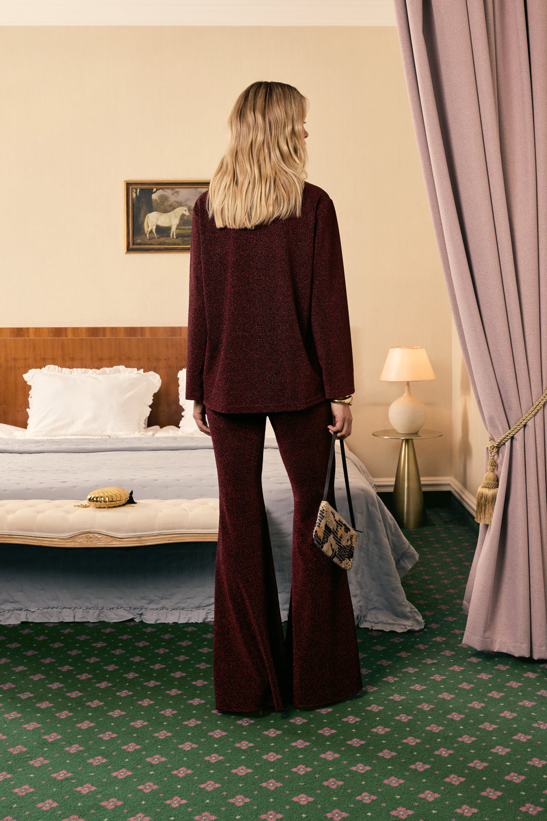 Stardust Lurex Lounge Suit in Burgundy
