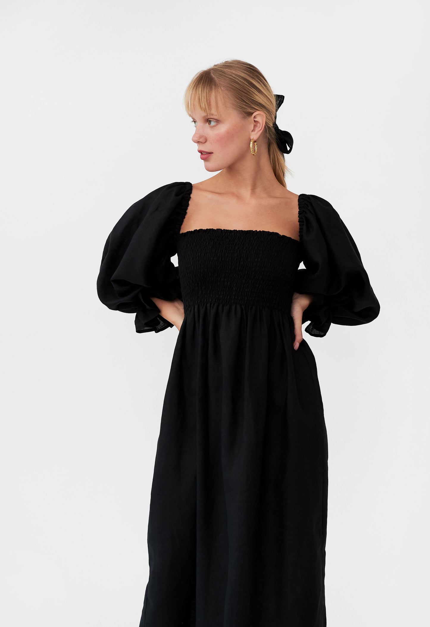 Atlanta Linen Dress in Black