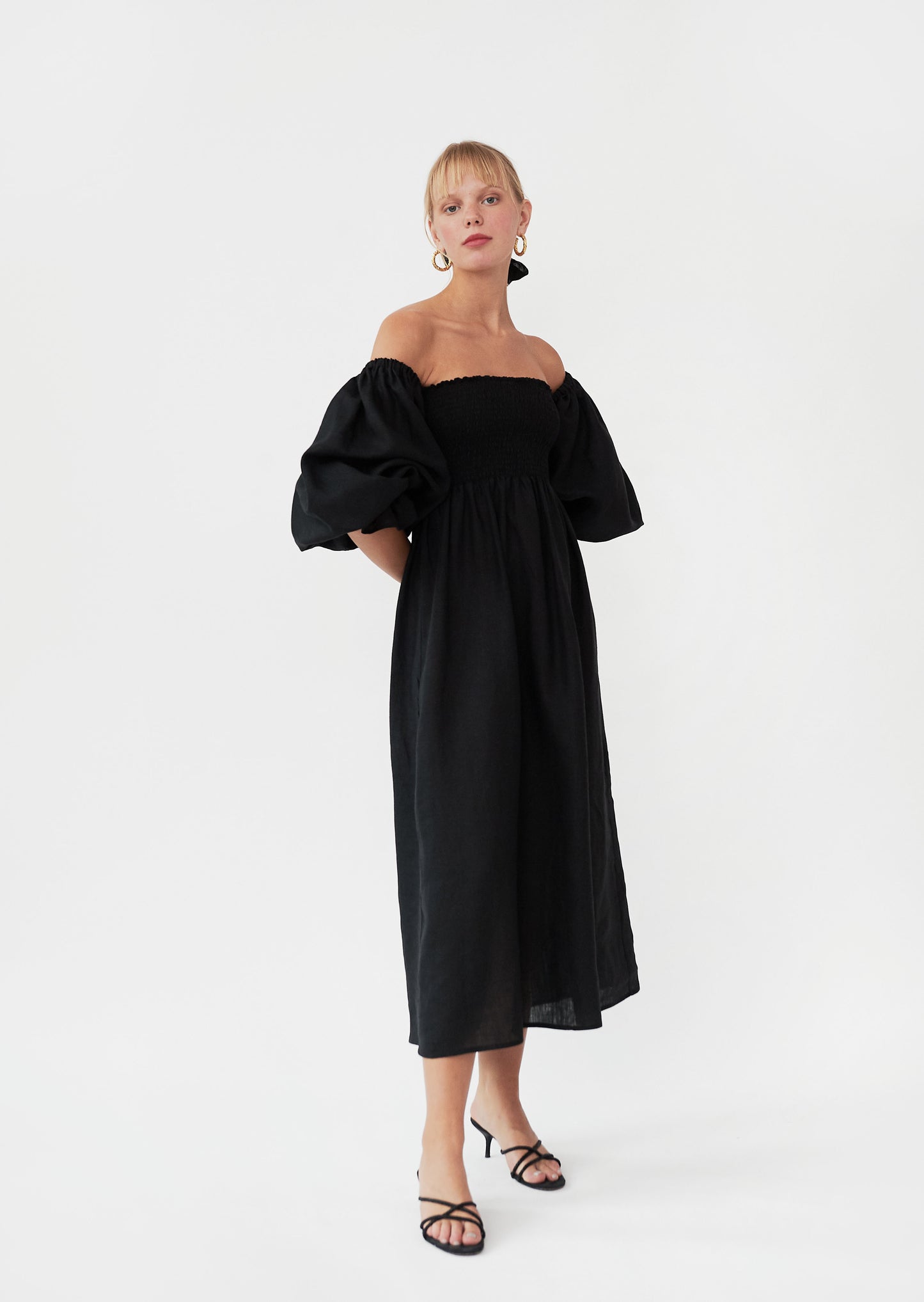 Atlanta Linen Dress in Black