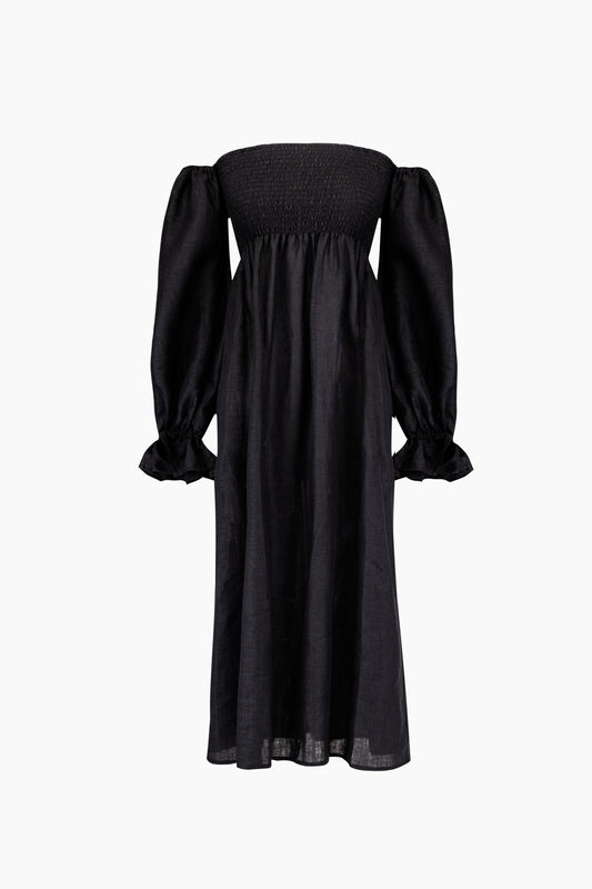 Atlanta Linen Dress in Black